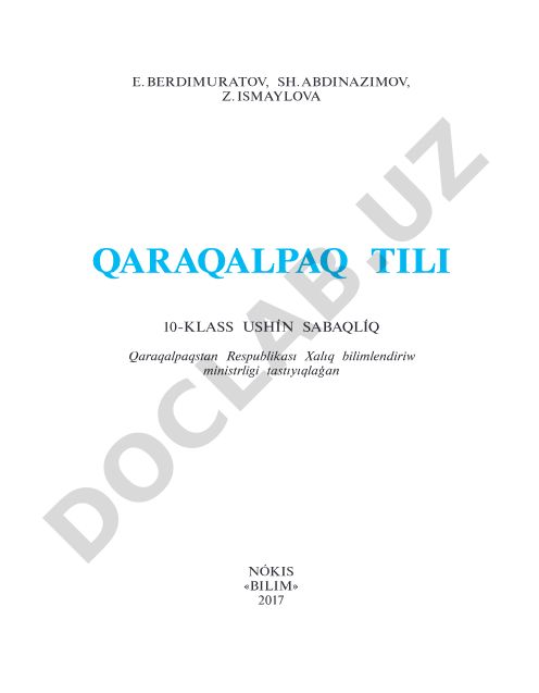Qaraqalpaq tili. 10-klass ushin sabaqliq