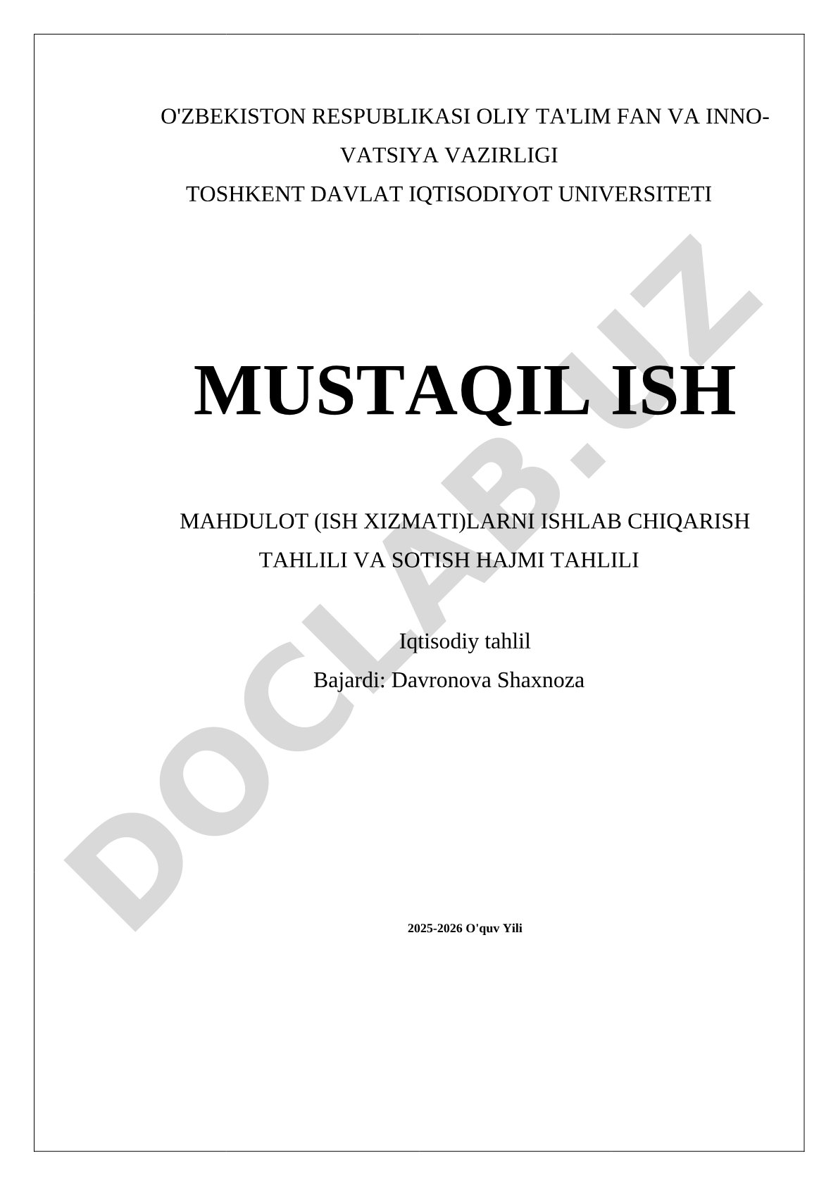 Mahsulot ishlab chiqarish va sotish hajmi tahlili
