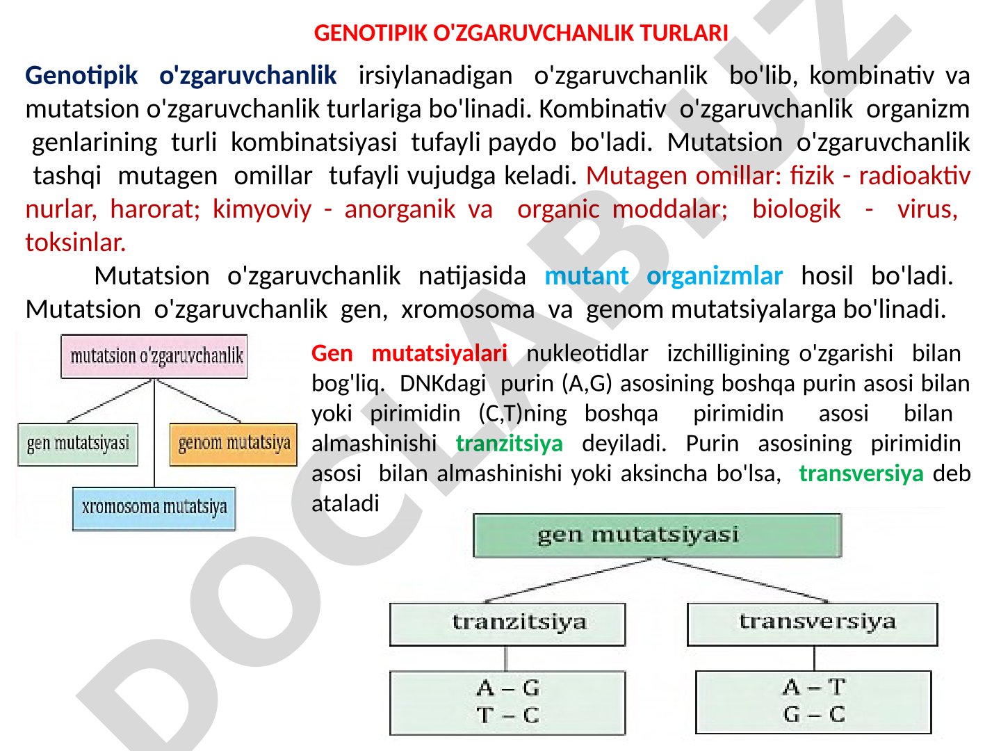 Genotipik o'zgaruvchanlik turlari
