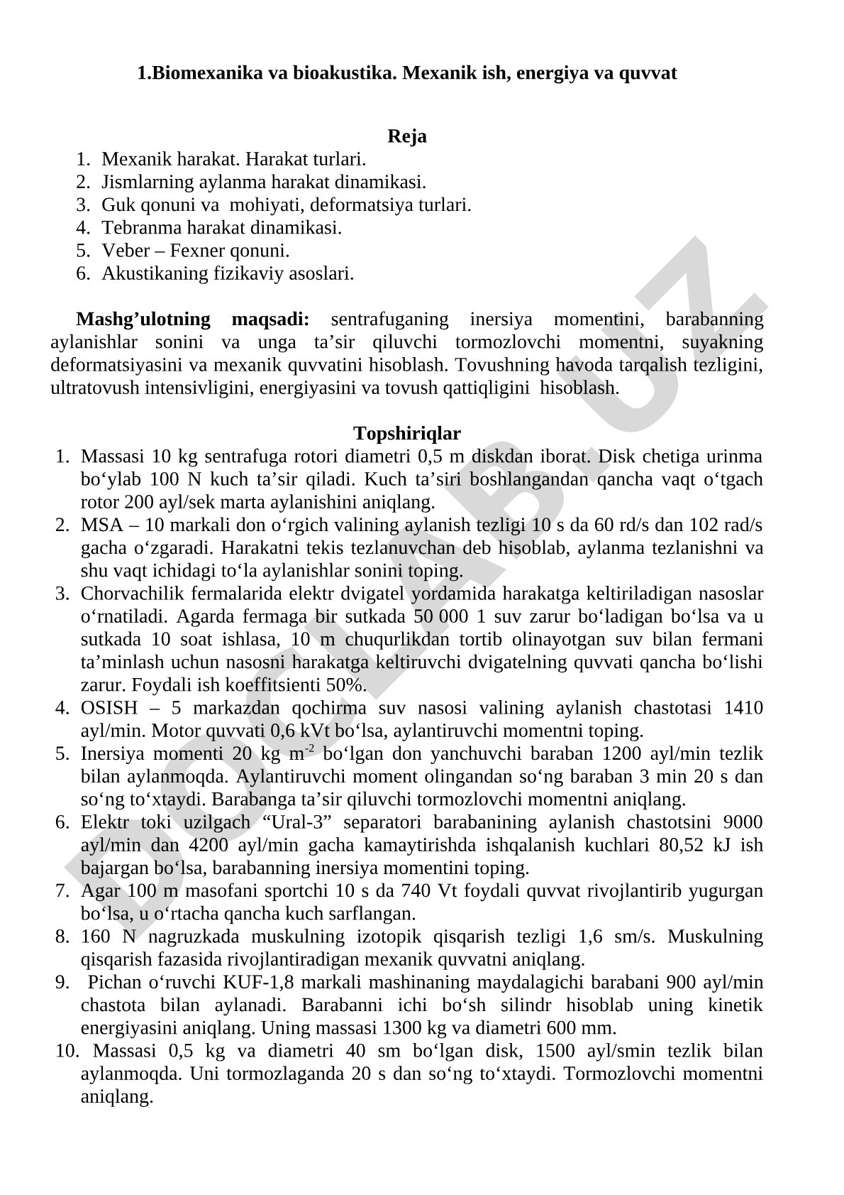 Biomexanika va bioakustika