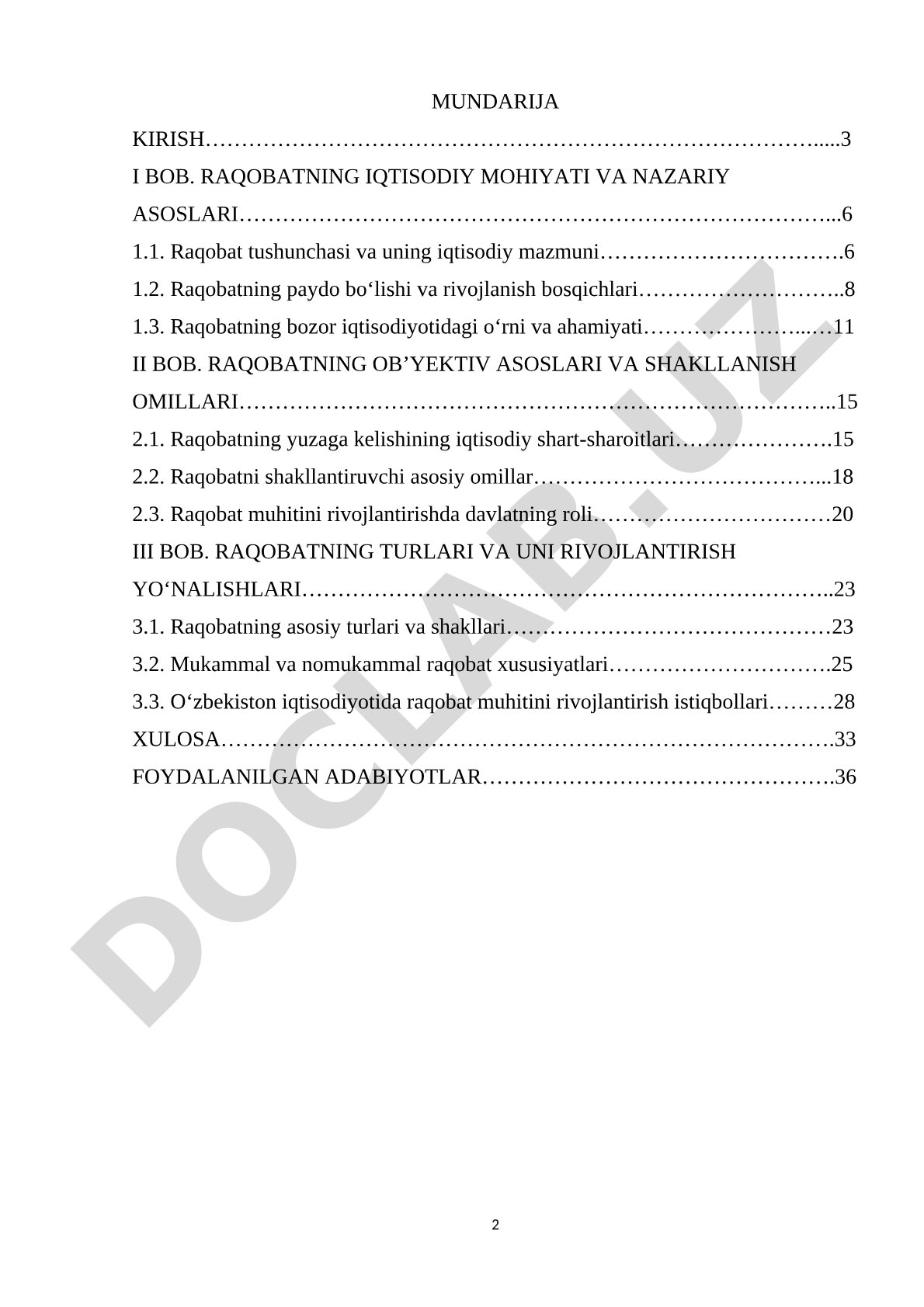 Raqobatning iqtisodiy mohiyati va nazariy asoslari