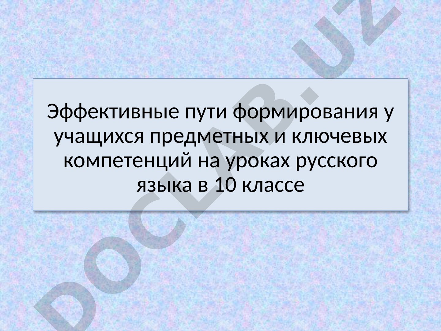 Формирование предметных и ключевых компетенций на уроках русского языка