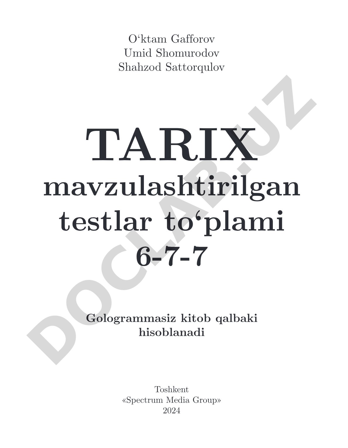 Tarix mavzulashtirilgan testlar to‘plami