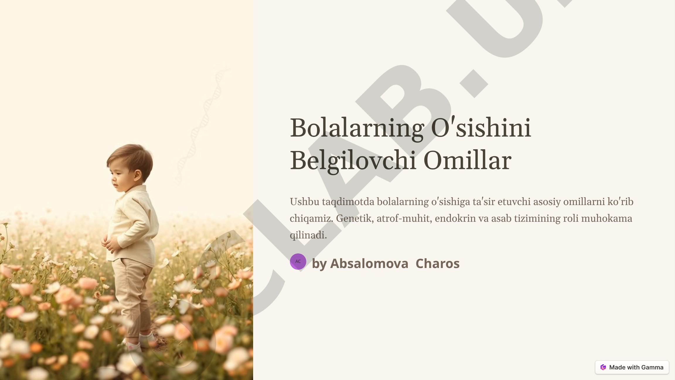 Bolalarning o'sishini belgilovchi omillar