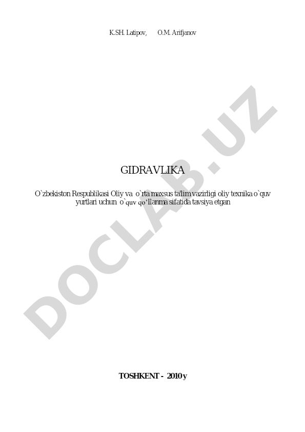 Gidravlika, gidromashinalar va gidroyuritmalar