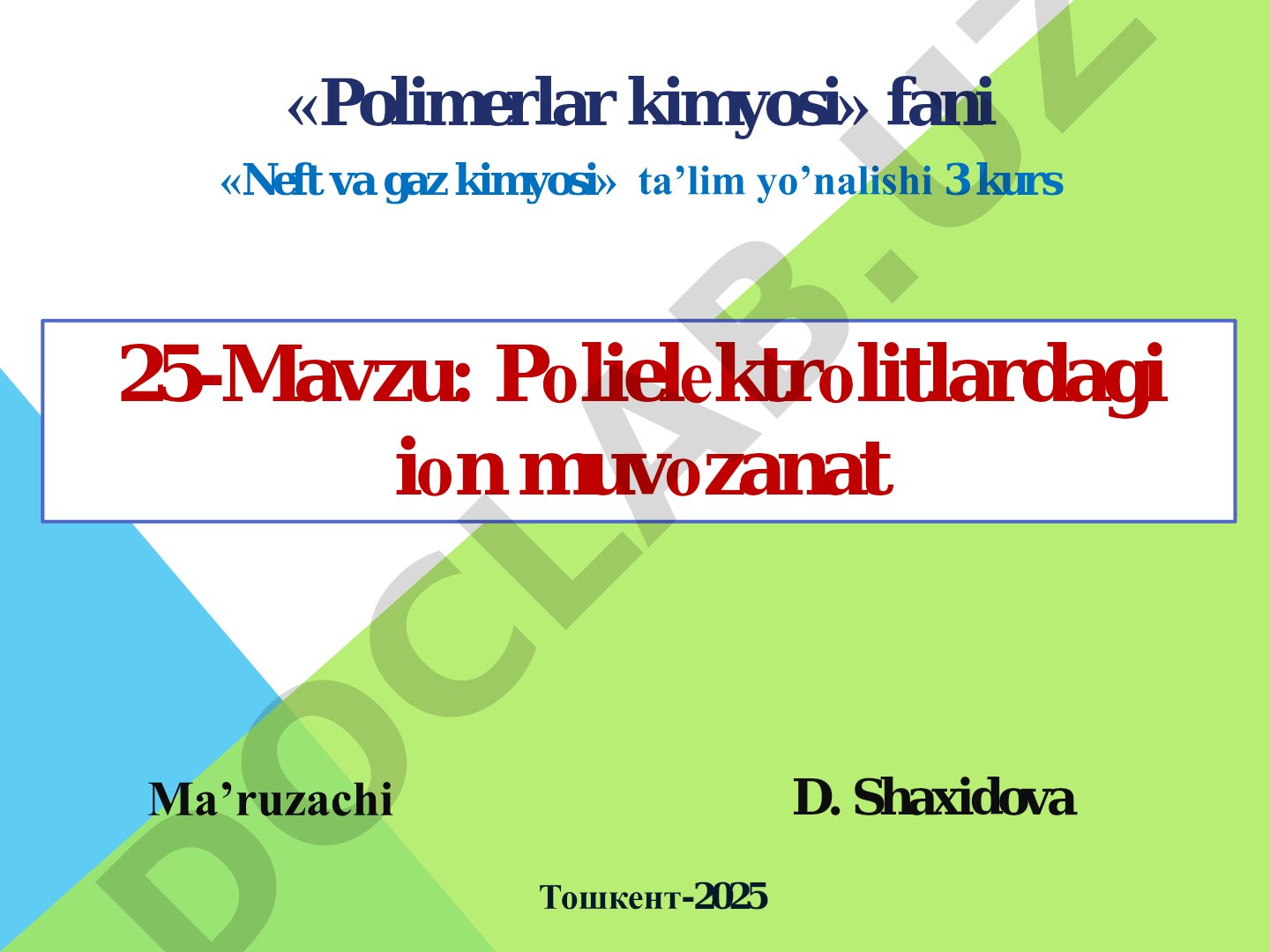 Pоlielеktrоlitlardagi iоn muvоzanat