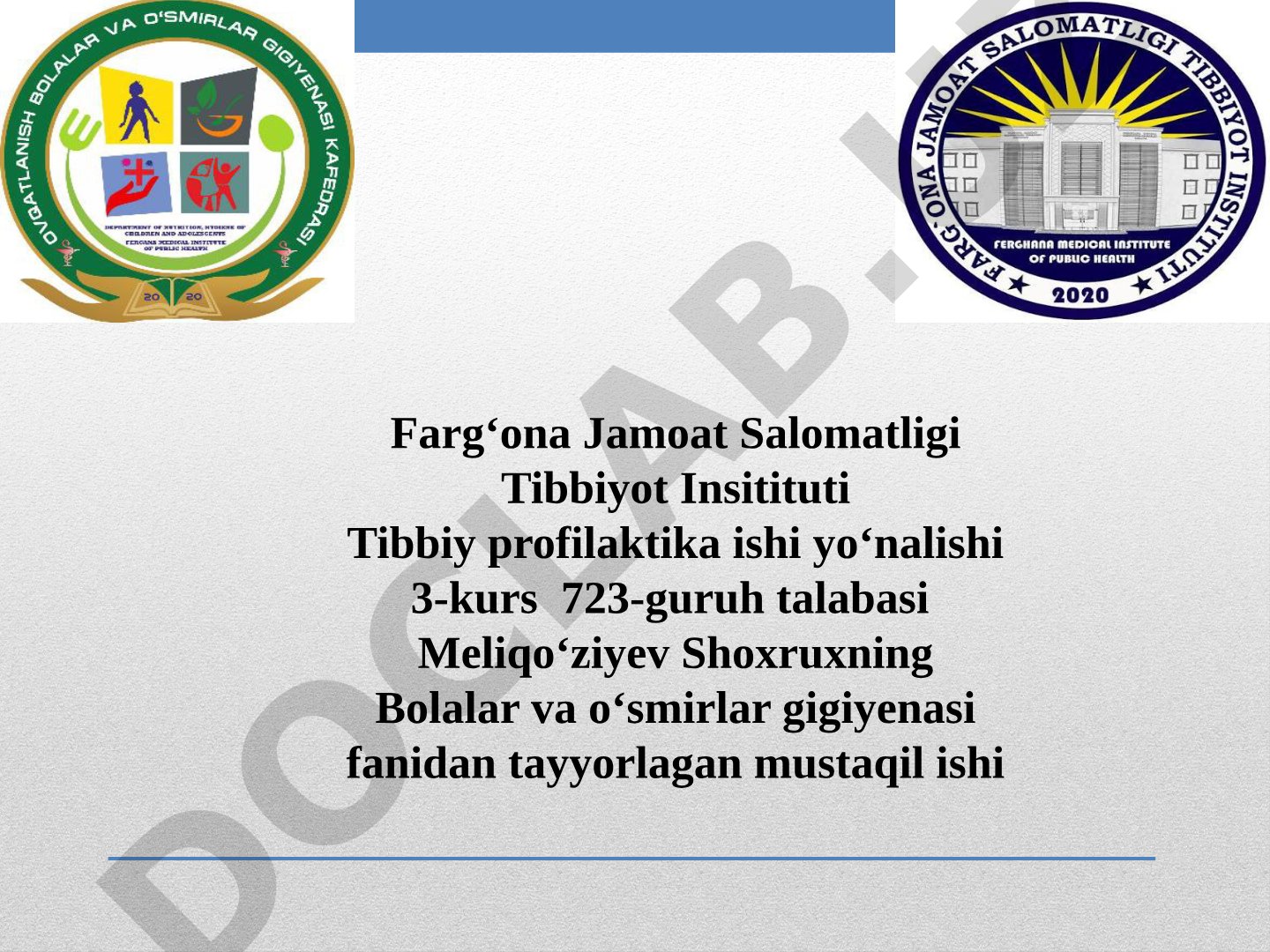 Bolalar va oʻsmirlar salomatlik holatini harakterlovchi koʻrsatkichlarni baholash