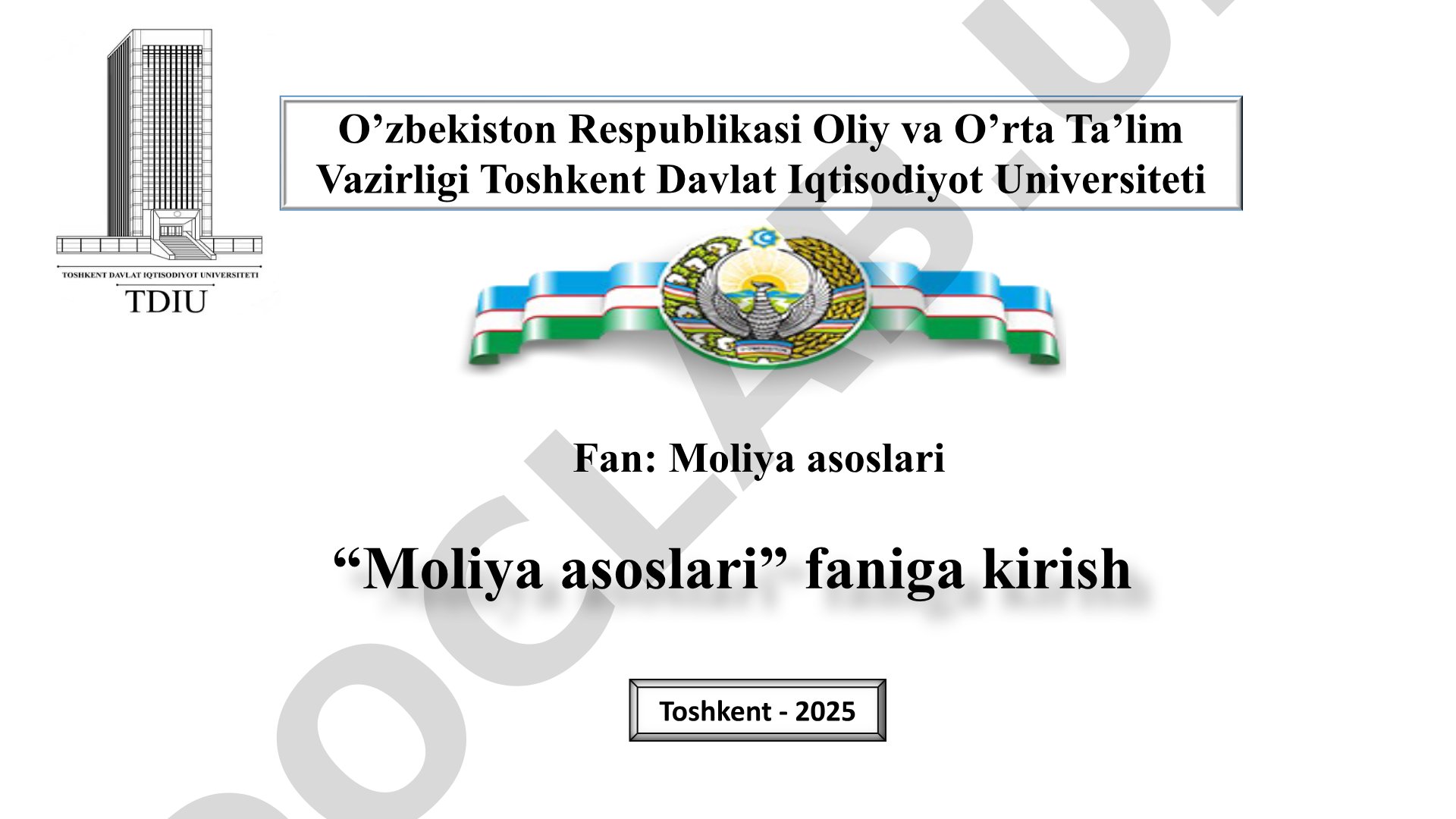 Moliya tushunchasi, uning funksiyalari, shaxsiy va korporativ moliya haqida