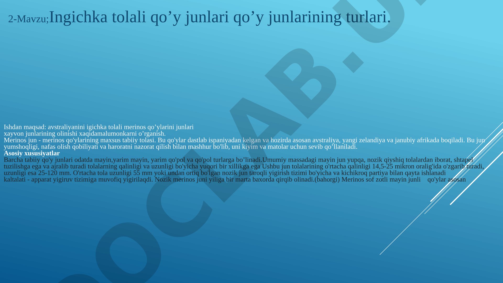 Ingichka tolali qo’y junlari