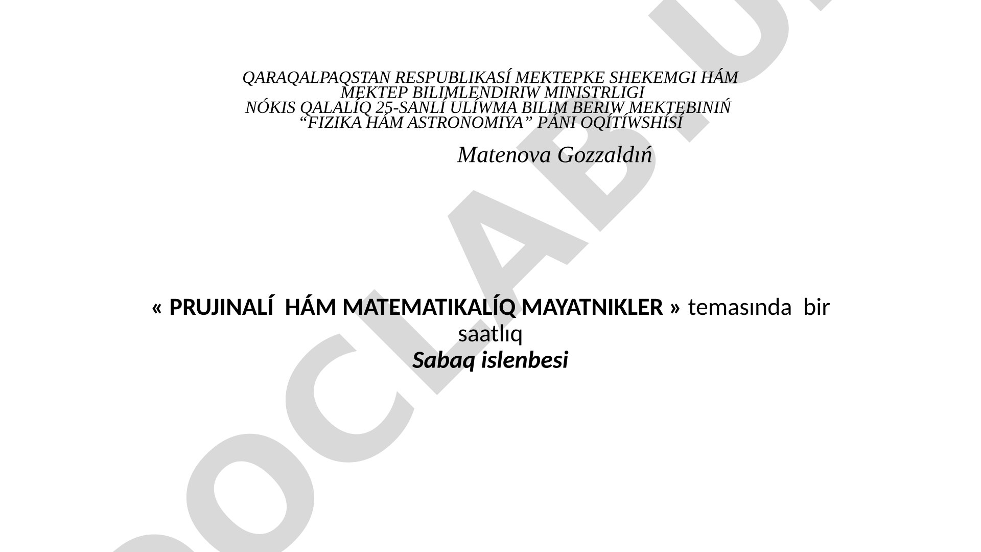Prujinalí hám matematikalíq mayatnikler