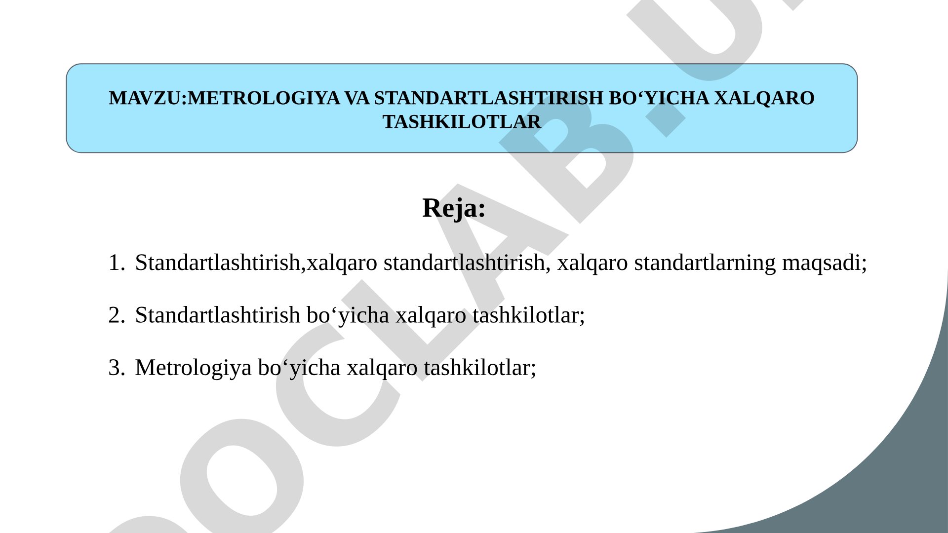 Metrologiya va standartlashtirish bo'yicha xalqaro tashkilotlar