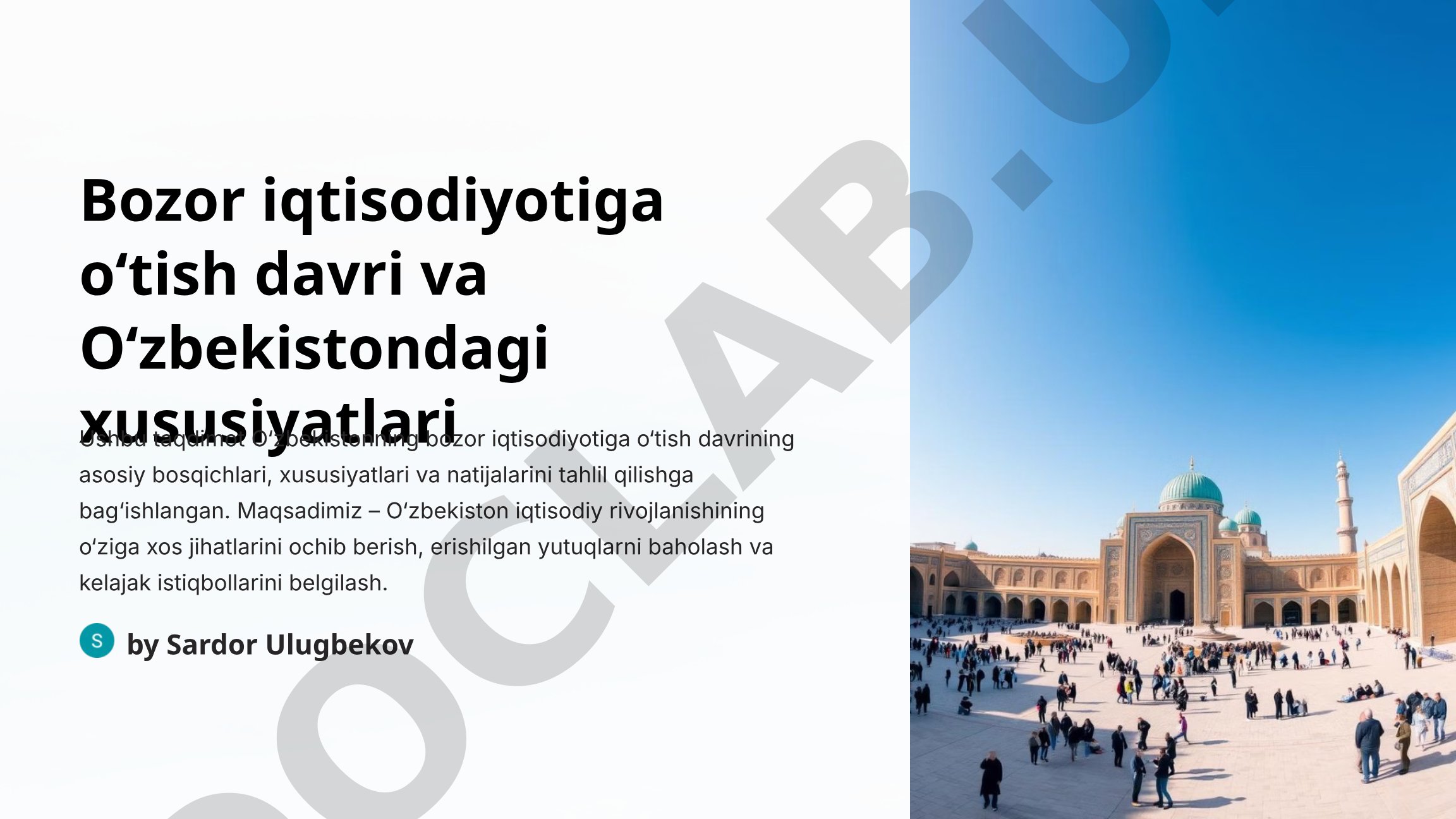 Bozor iqtisodiyotiga o‘tish davri va O‘zbekistondagi xususiyatlari