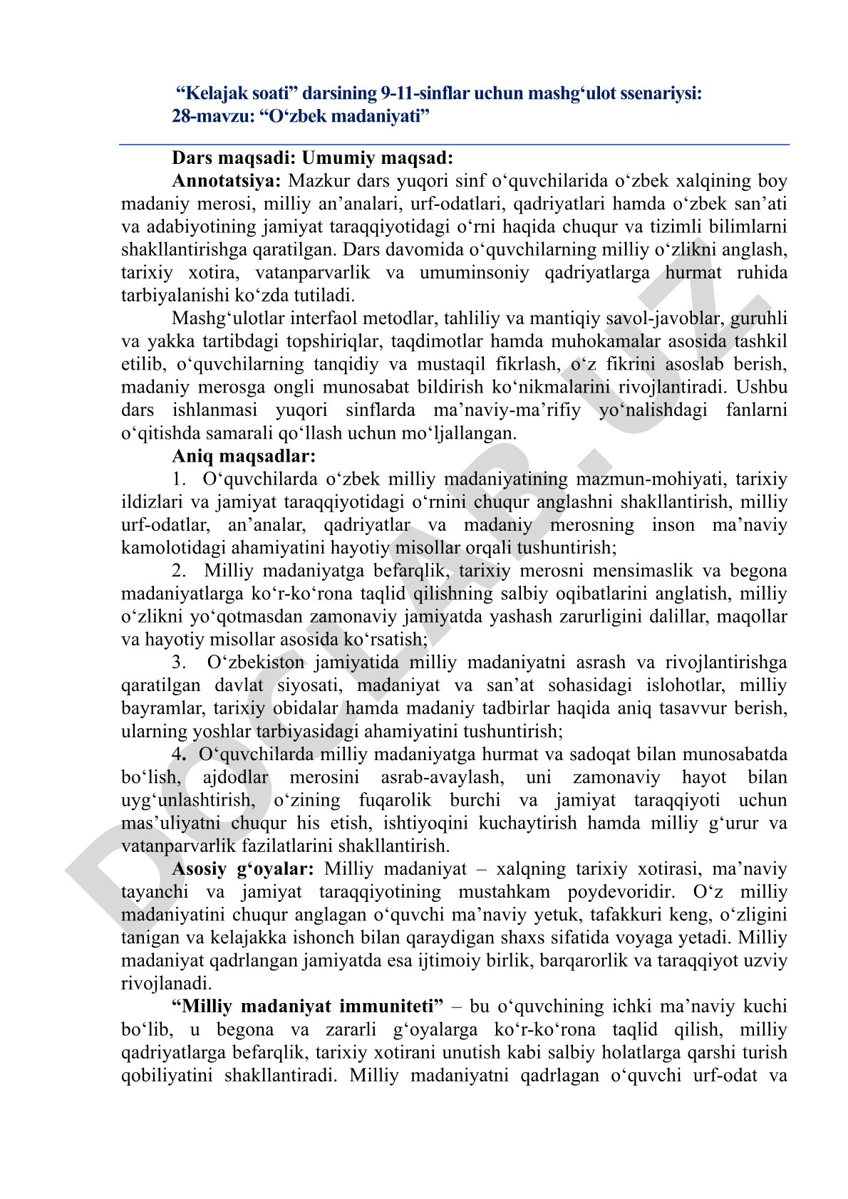 28-mavzu: O‘zbek madaniyati