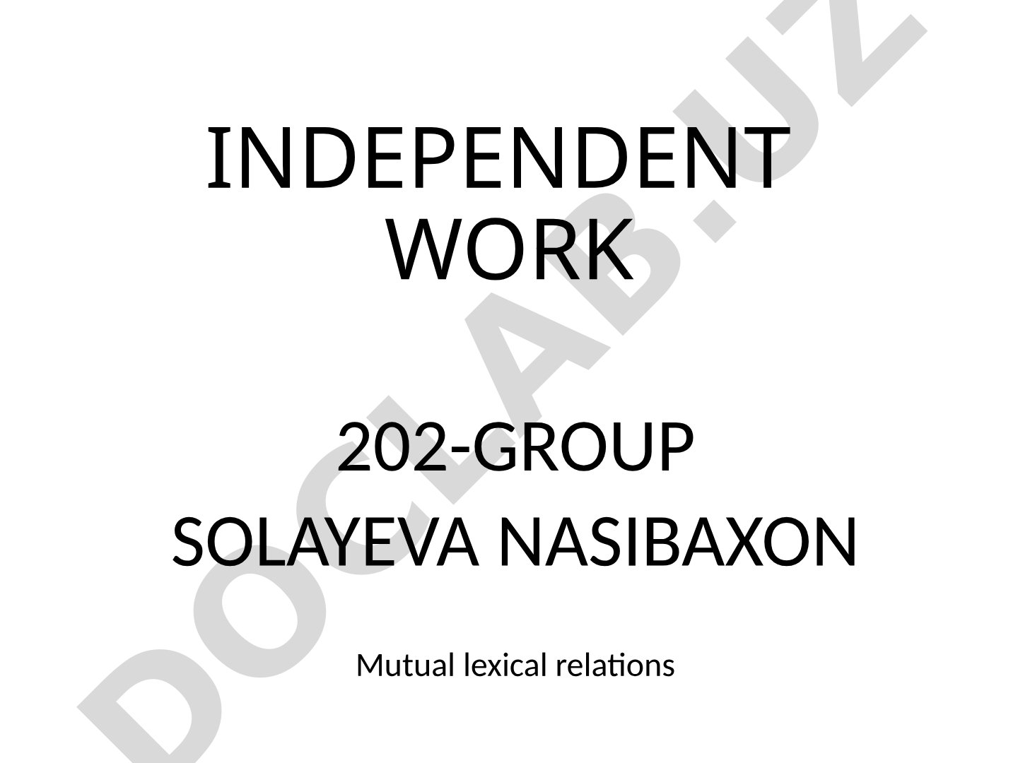 Presentation about mutual lexical relations in English language