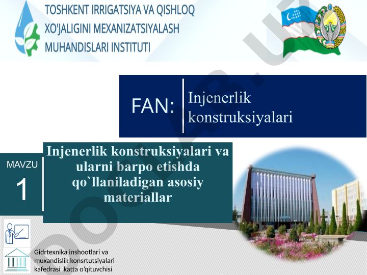 Injenerlik konstruksiyalari haqida umumiy ma'lumot va ularning turlari