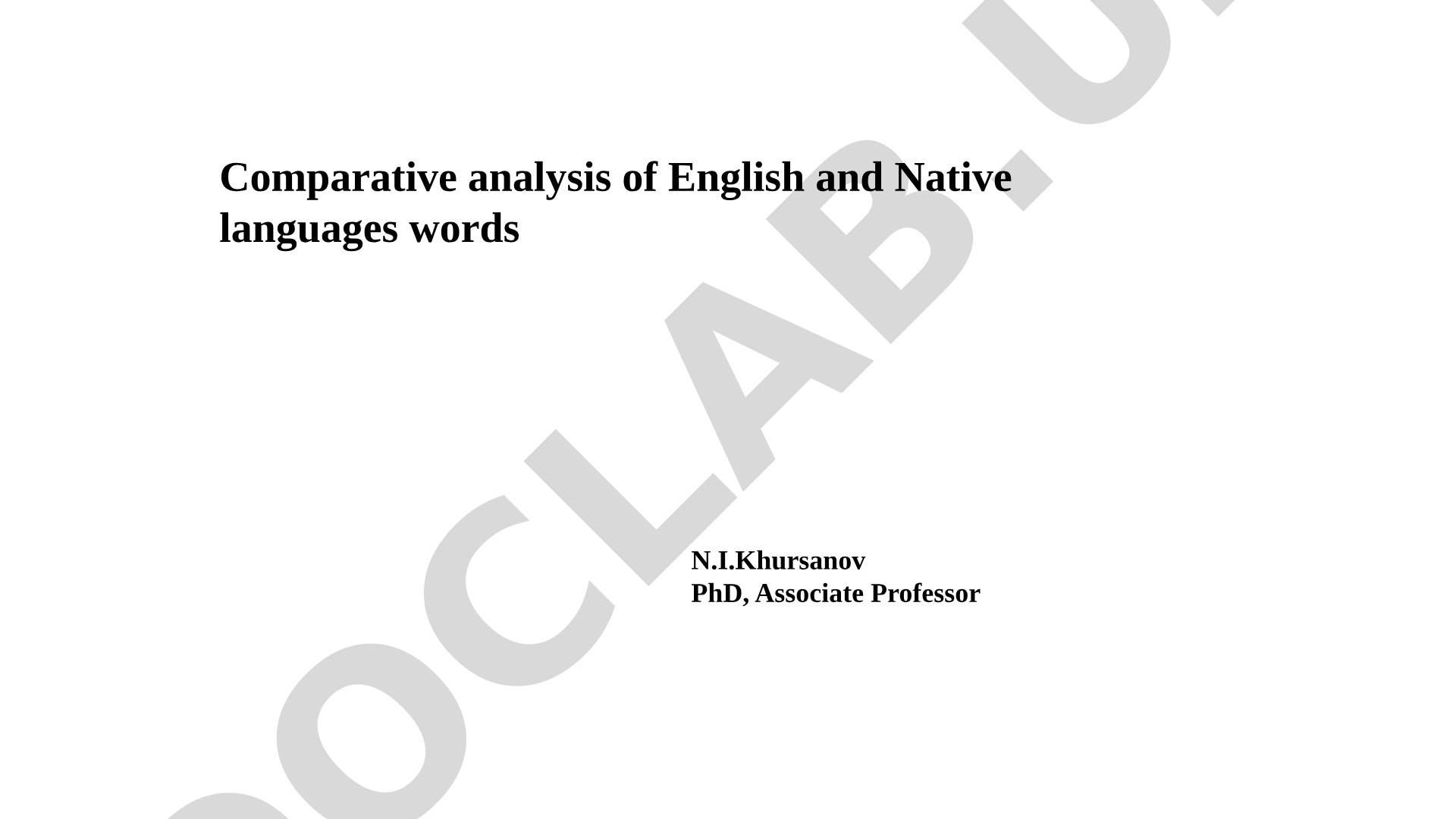 Comparative analysis of English and Native languages words
