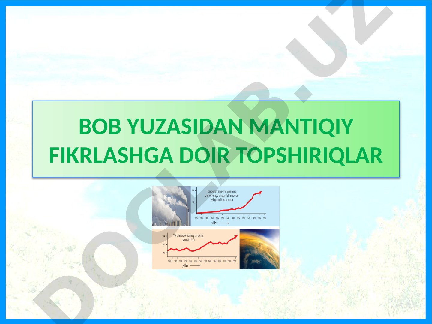 Bob yuzasidan mantiqiy fikrlashga doir topshiriqlar