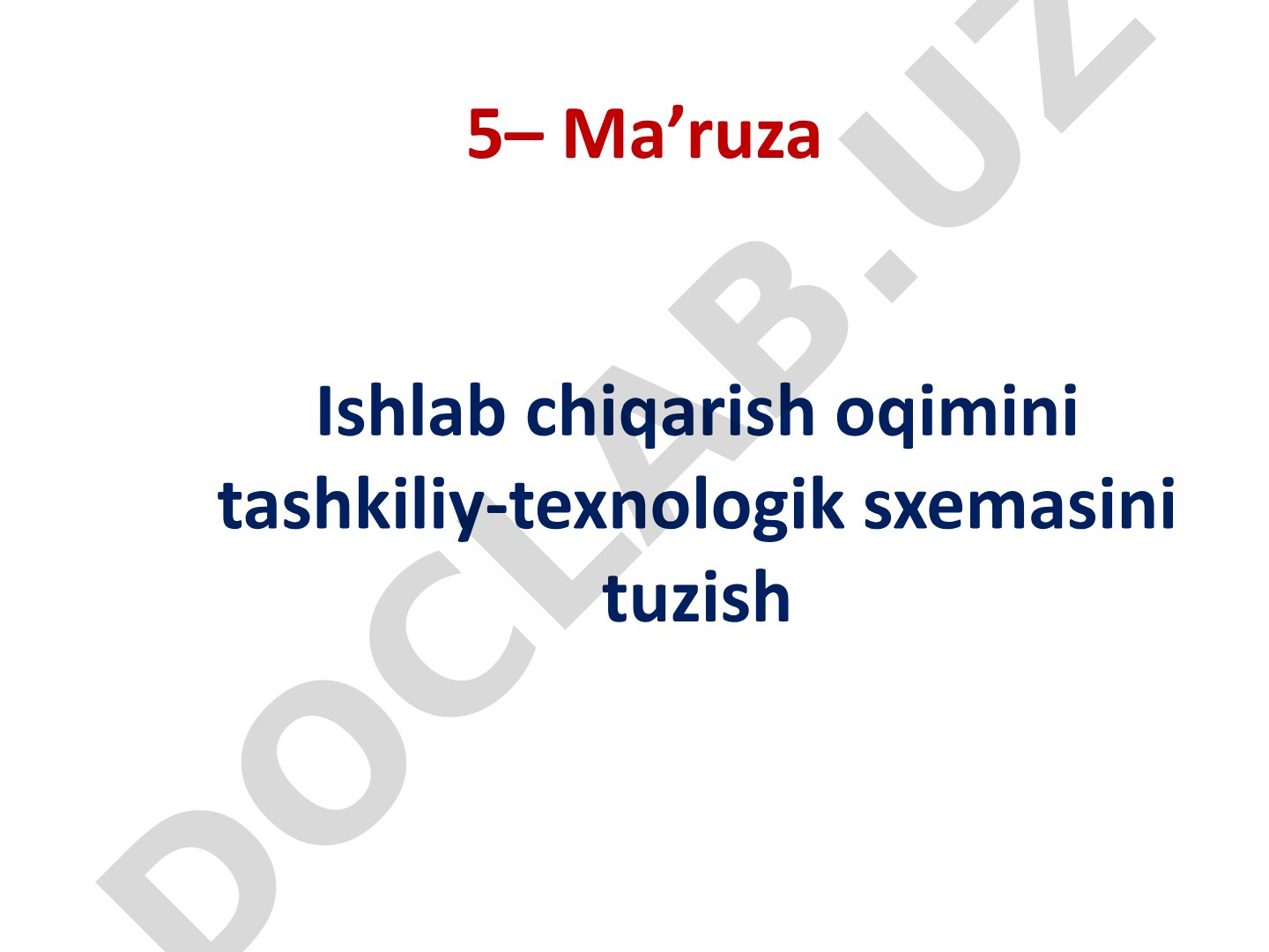 Ishlab chiqarish oqimini tashkiliy-texnologik sxemasini tuzish