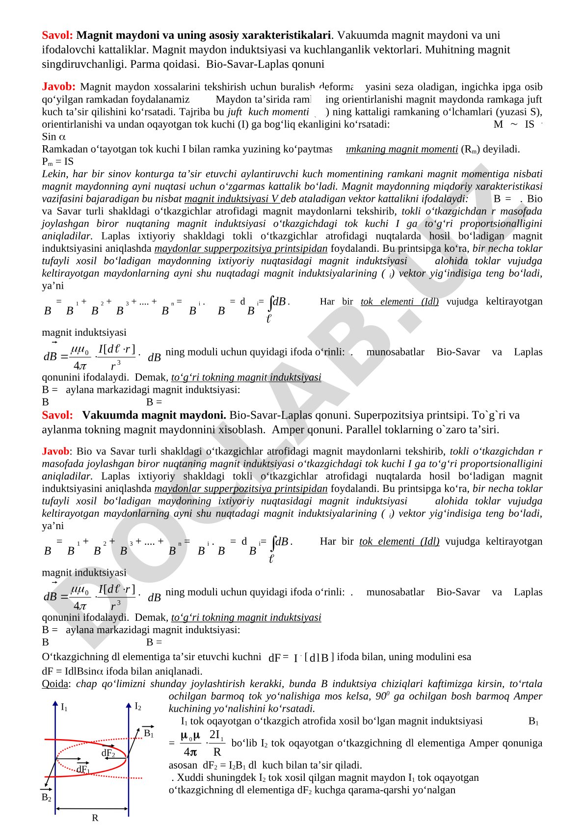 Magnit maydoni va uning asosiy xarakteristikalari