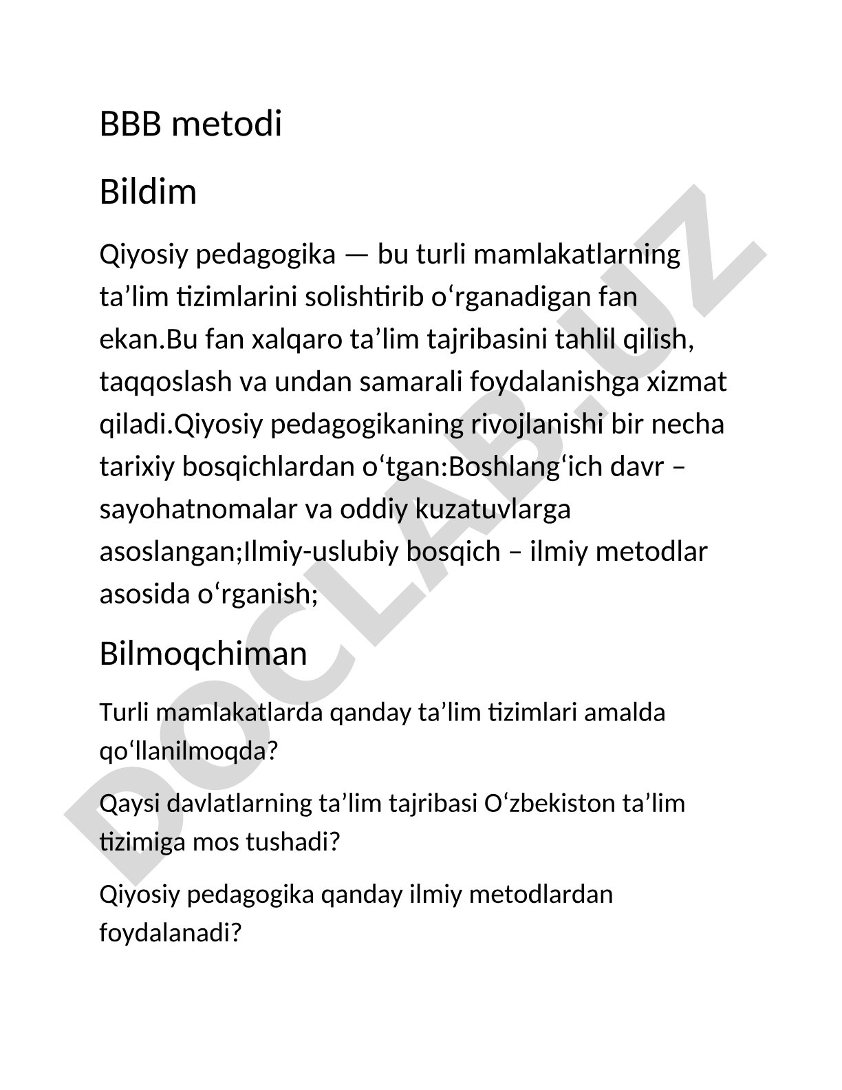 Qiyosiy pedagogika tushunchasi va rivojlanishi