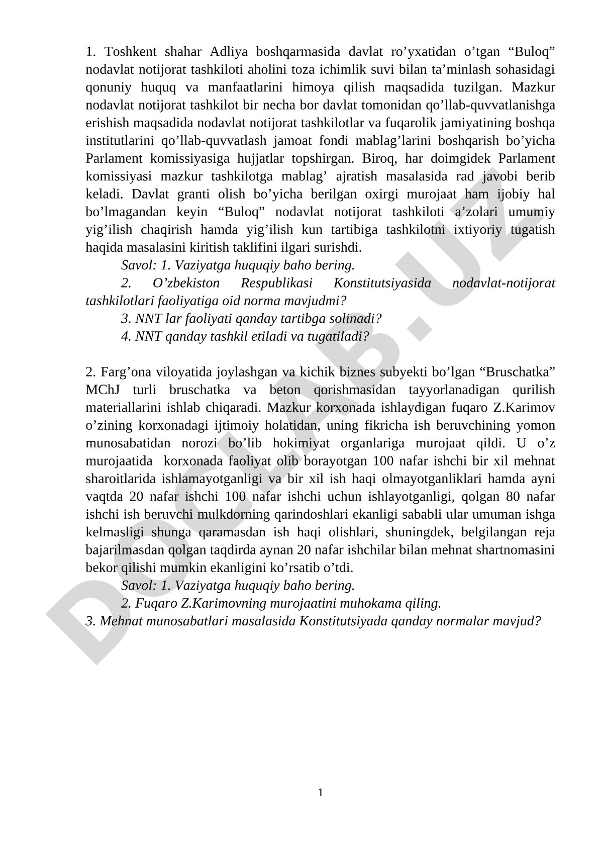 Nodavlat notijorat tashkilotlarini tashkil etish, faoliyat va tugatish