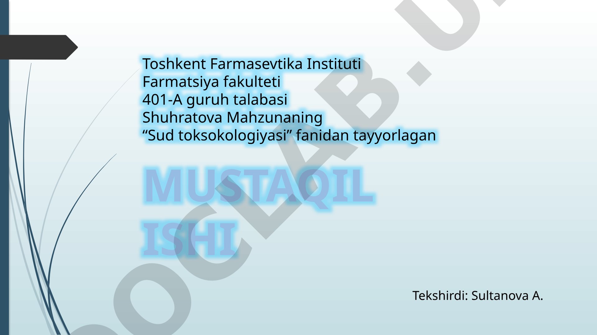 Alyuminiy saqlagan moddalarning toksikologik ahamiyati, ajratib olish, va tahlil usullari