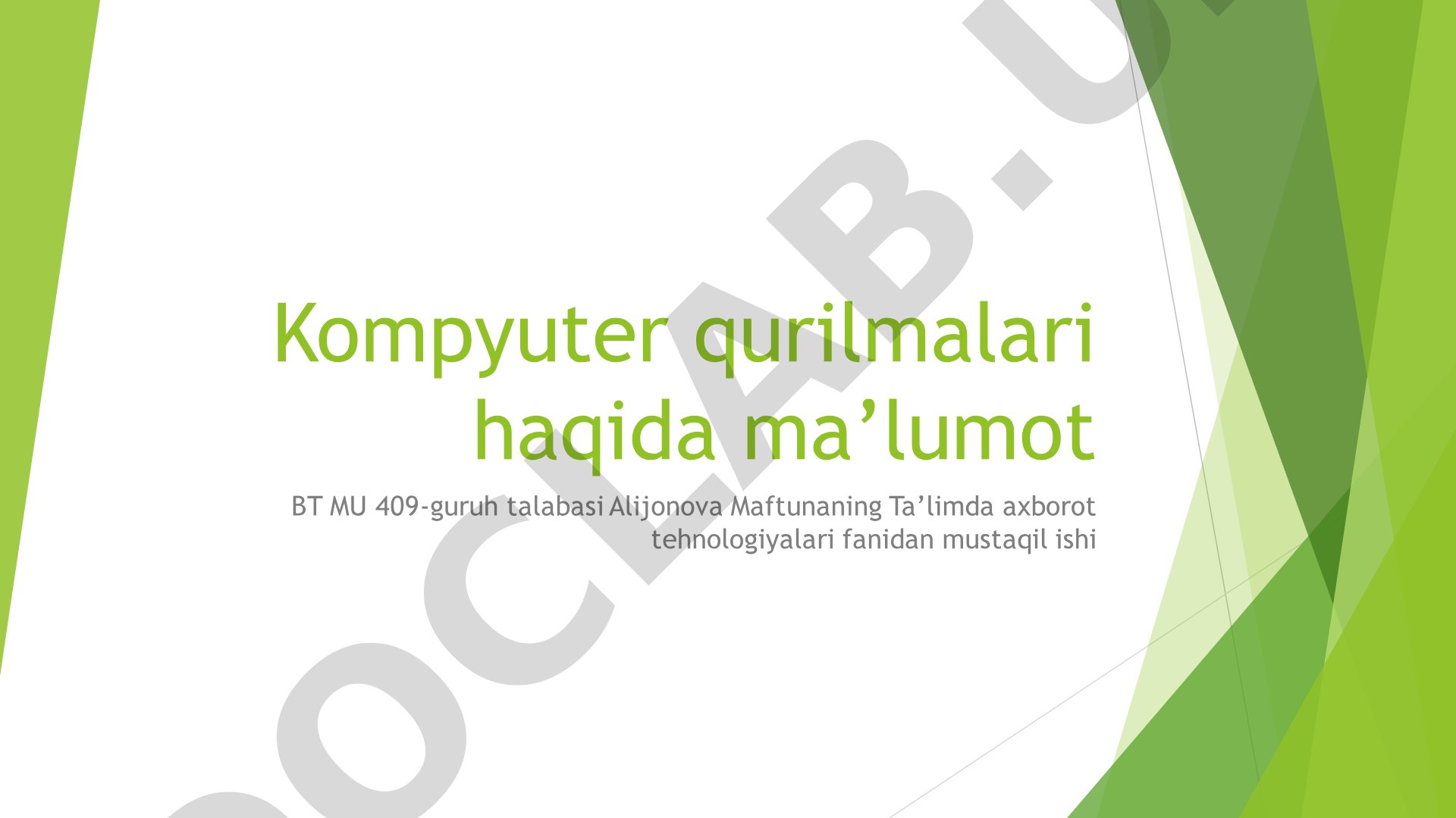 Kompyuter qurilmalari haqida ma’lumot