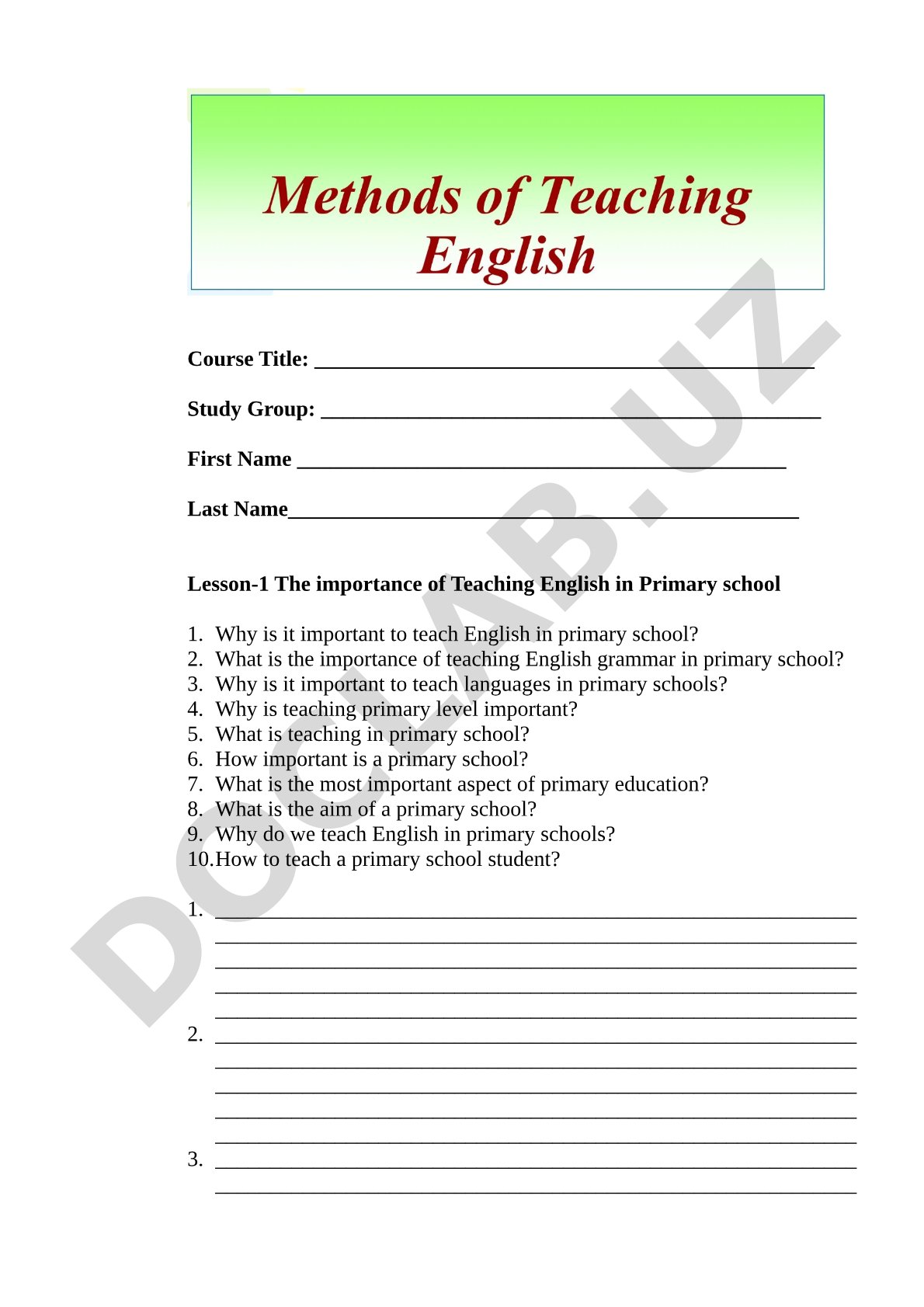 The importance of Teaching English in Primary school