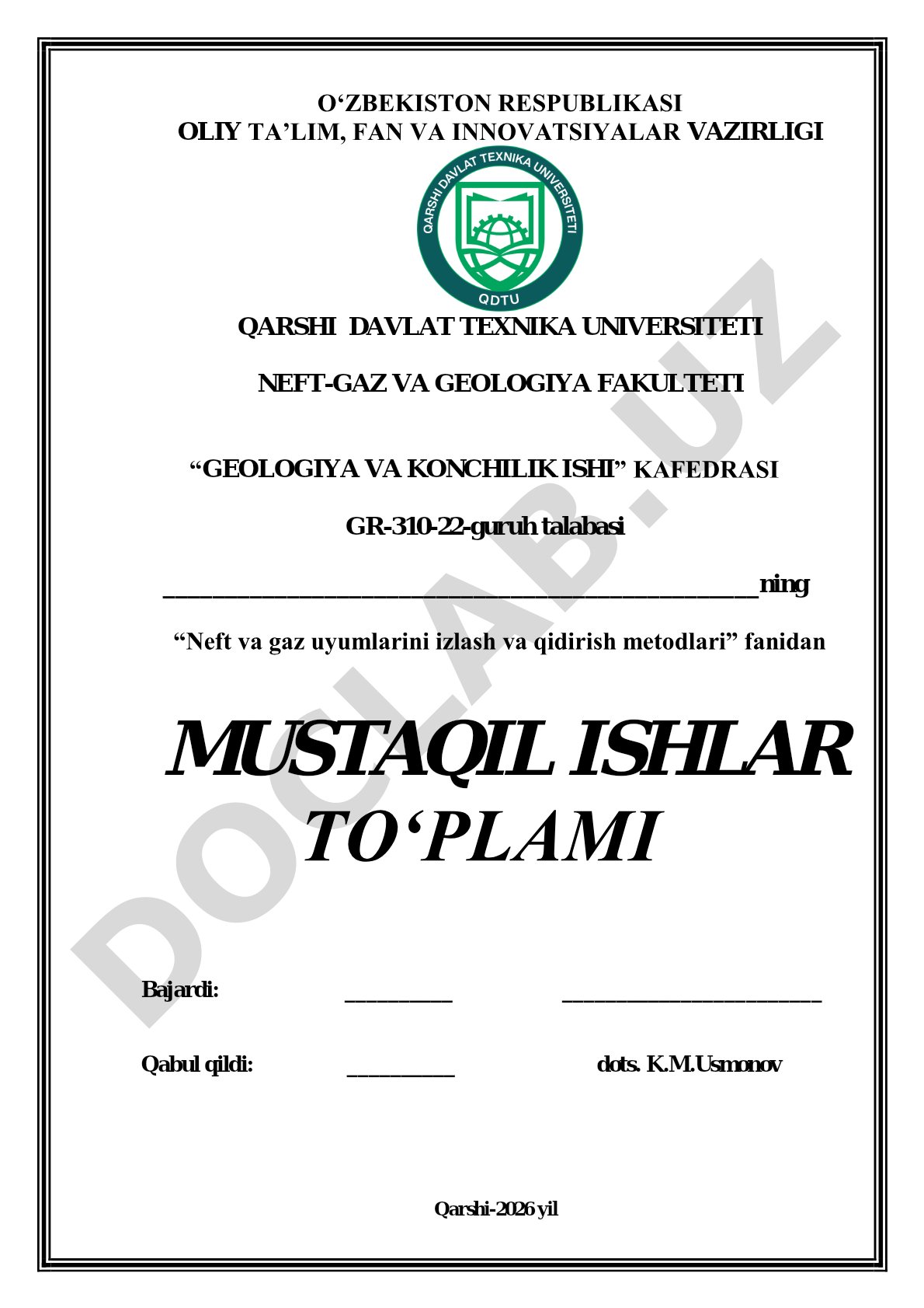 Kollektorlarning ochiq g‘ovaklik koeffitsiyentini suyuqlik bilan to‘yintirish usulida aniqlash