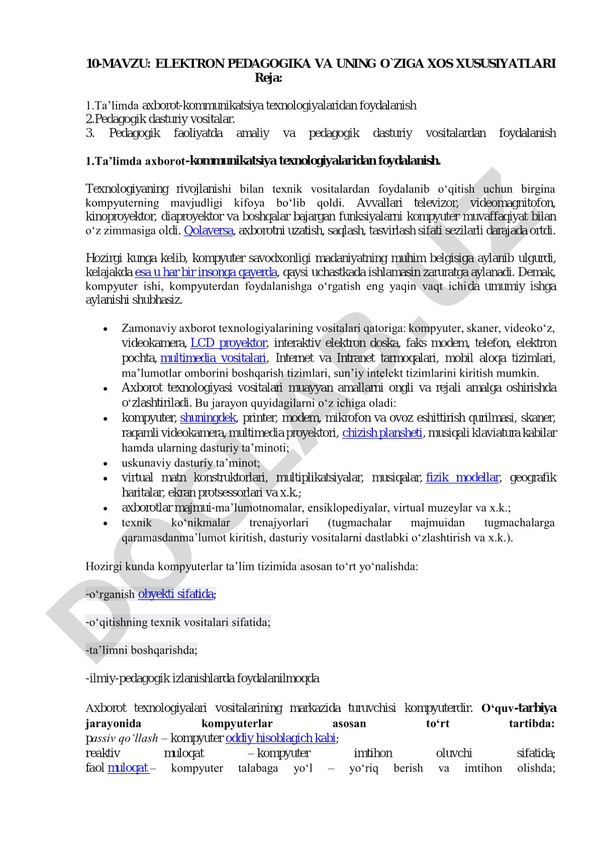 Elektron pedagogika va uning o'ziga xos xususiyatlari