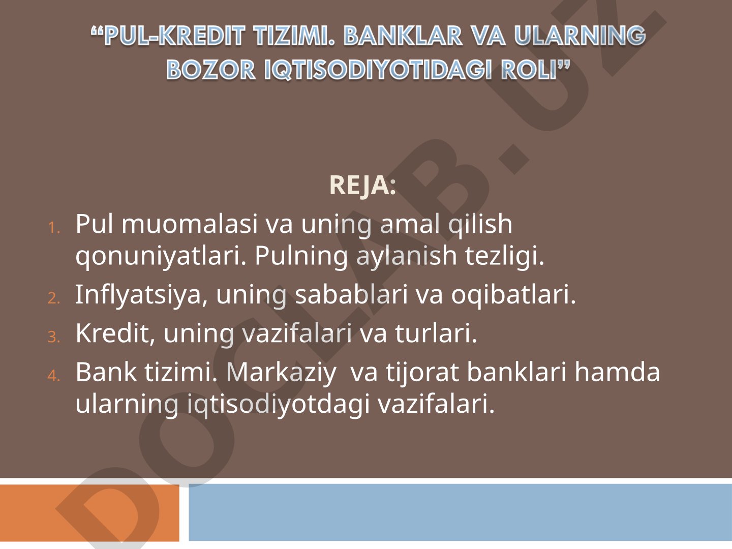 Pul muomalasi va uning amal qilish qonuniyatlari