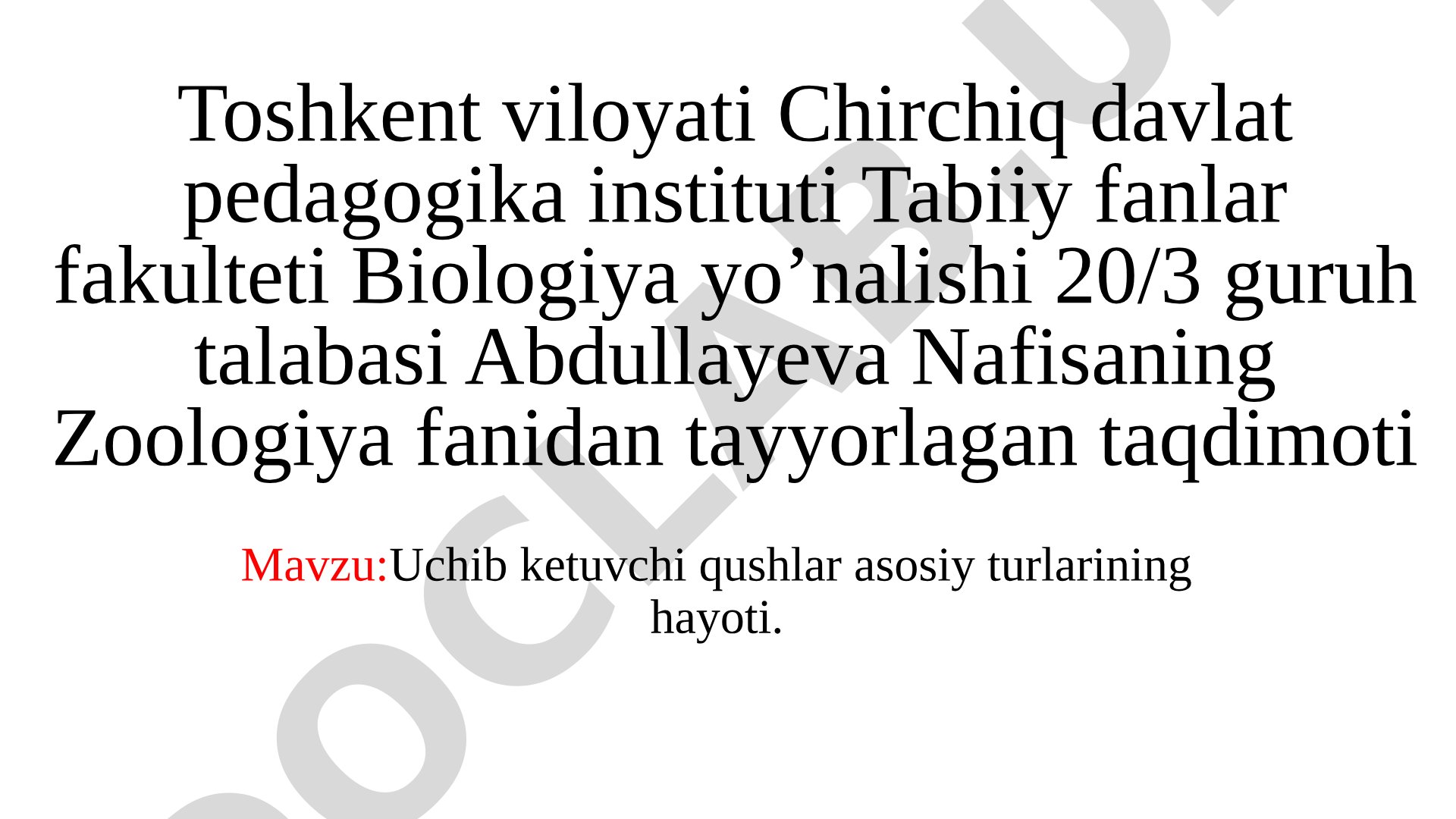 Uchib ketuvchi qushlar asosiy turlarining hayoti