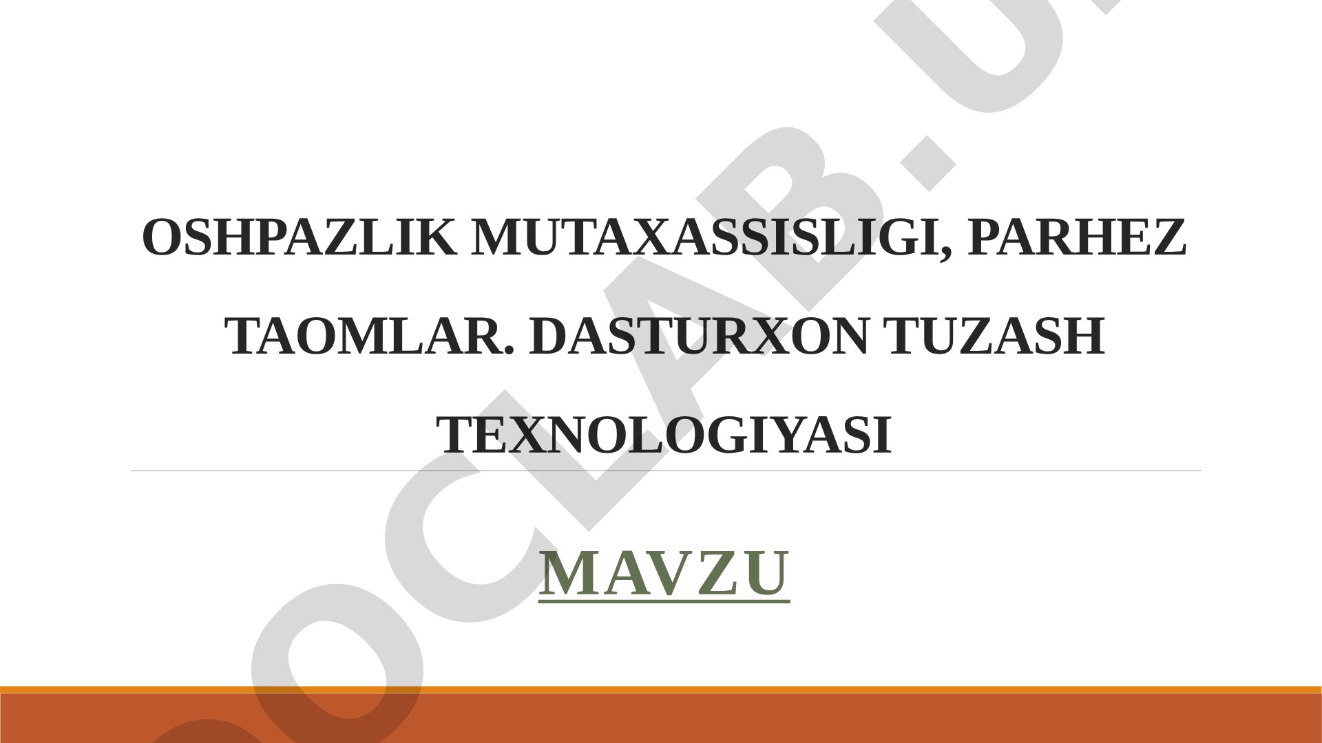 Oshpazlik mutaxassisligi, parhez taomlar va dasturxon tuzash texnologiyasi