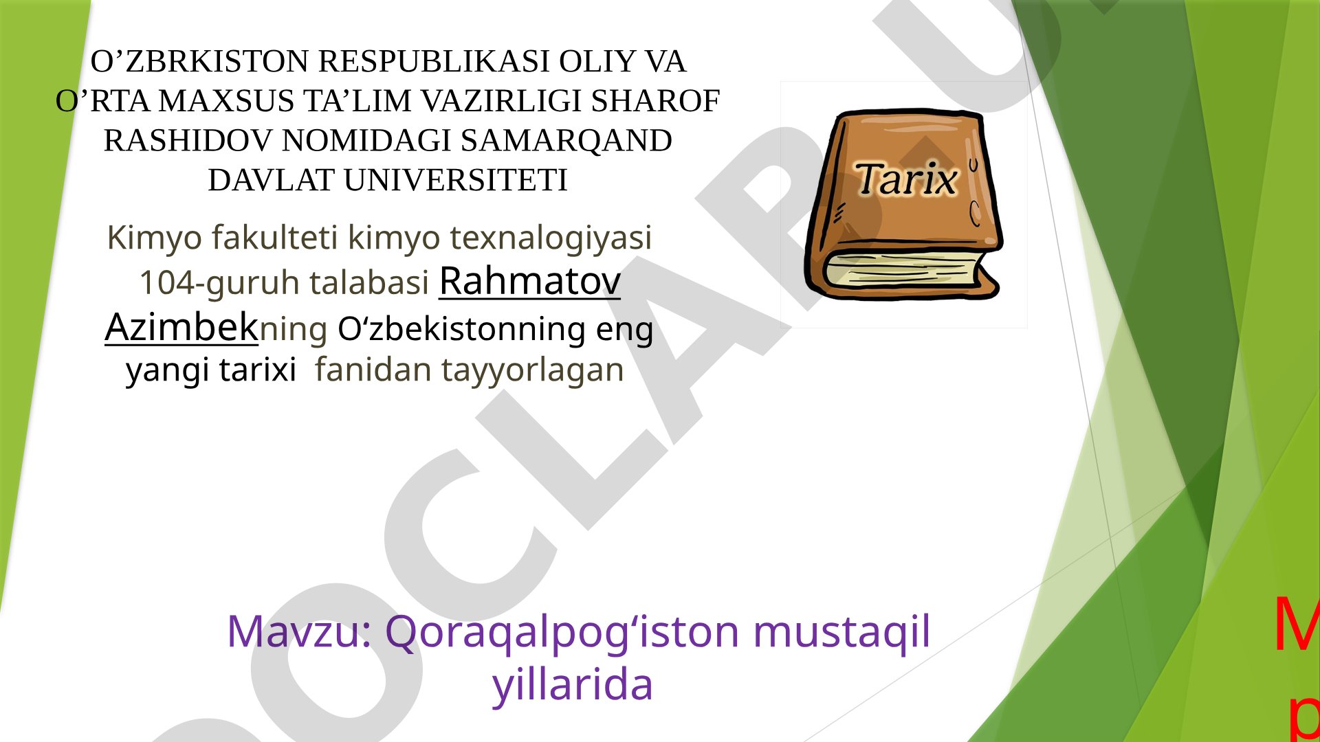 Qoraqalpog'iston mustaqil yillarida