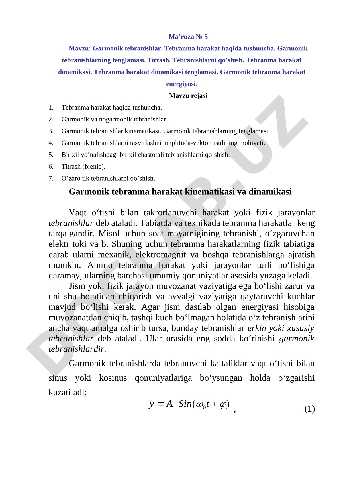 Garmonik tebranishlar
