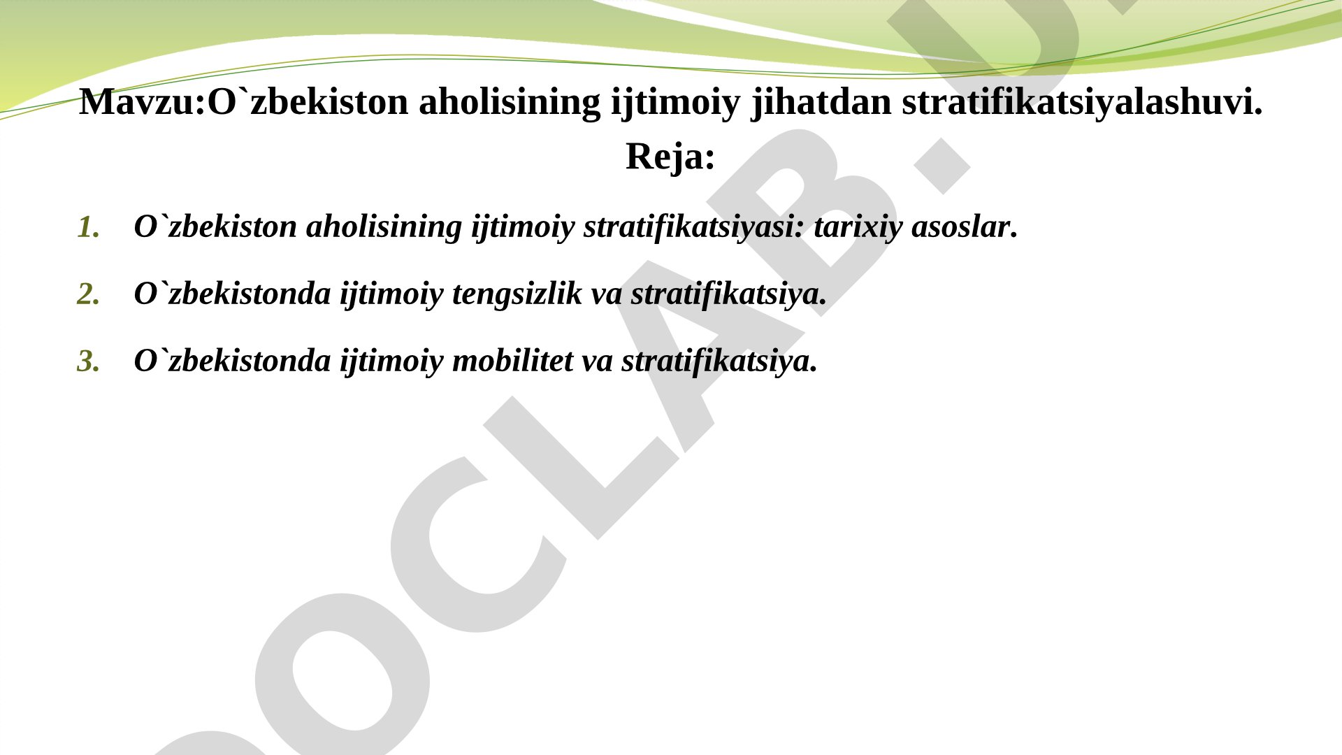 O'zbekiston aholisining ijtimoiy jihatdan stratifikatsiyalashuvi