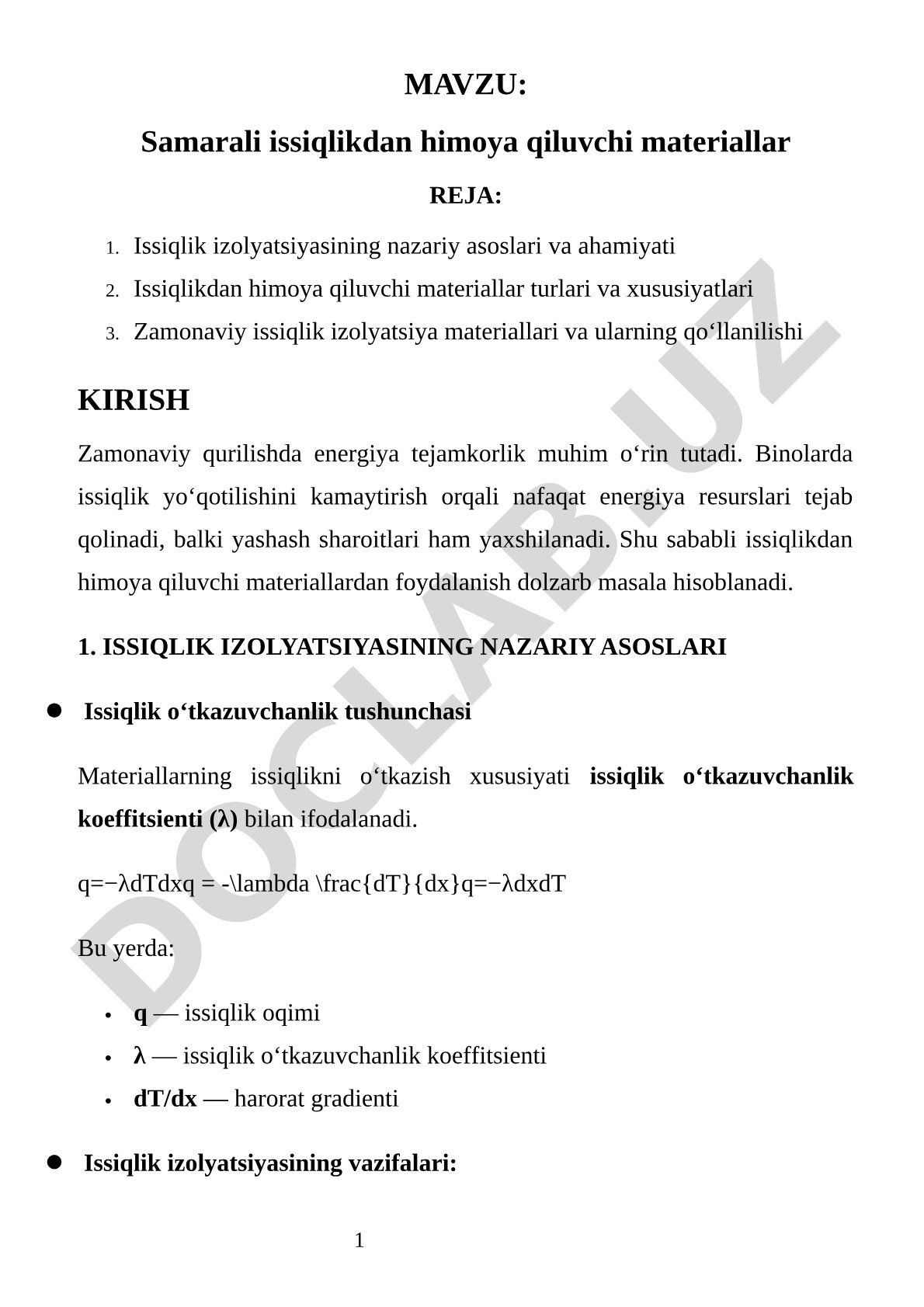 Samarali issiqlikdan himoya qiluvchi materiallar