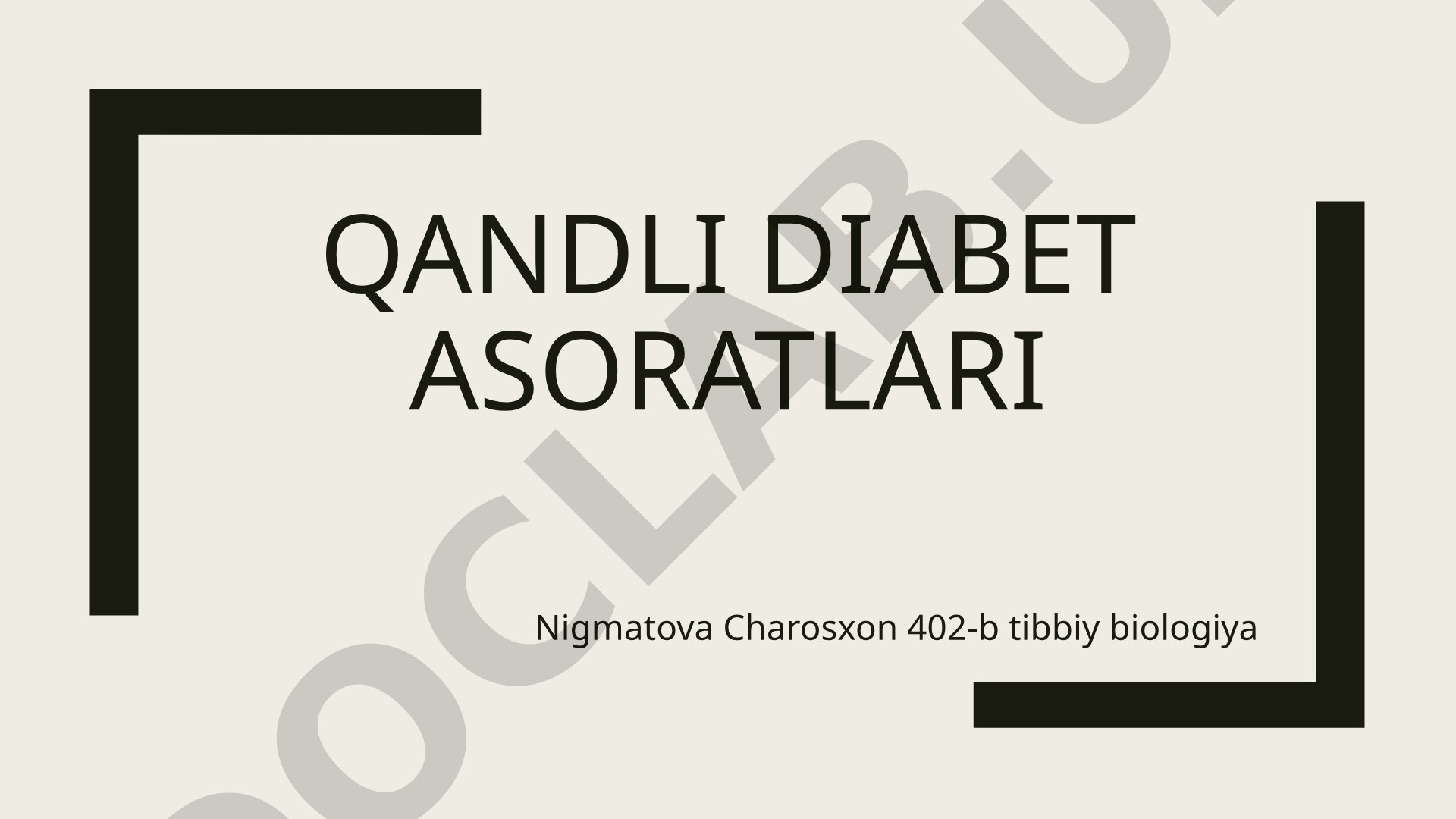 Qandli Diabet Asoratlari