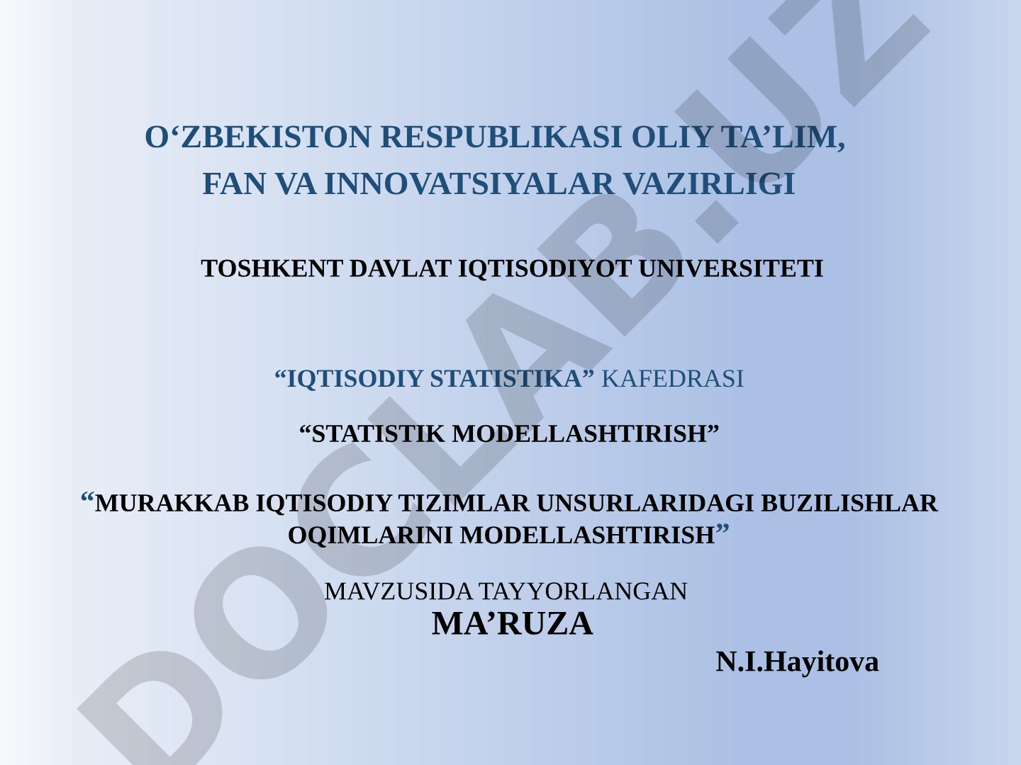 Murakkab iqtisodiy tizimlar unsurlaridagi buzilishlar oqimlarini modellashtirish