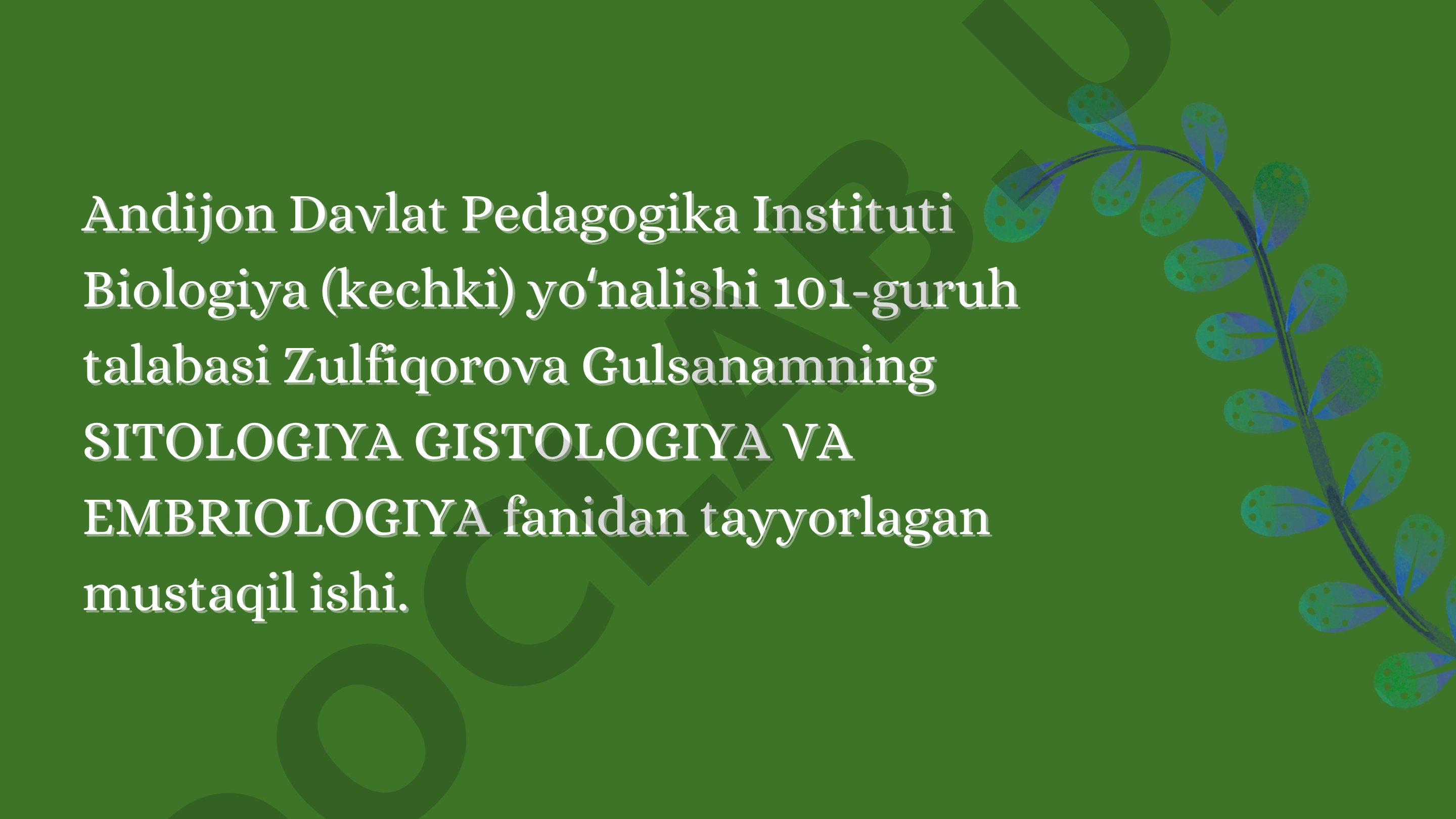 Sitoplazma organoidlari- lizosoma, sentrosoma, mikro naychalar tuzilishini oʻrganish
