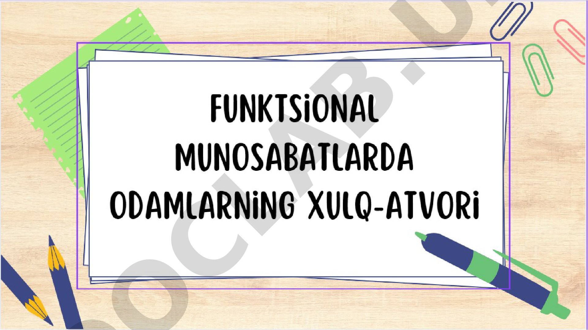 Taqdimot mavzusi aniq ko'rsatilmagan
