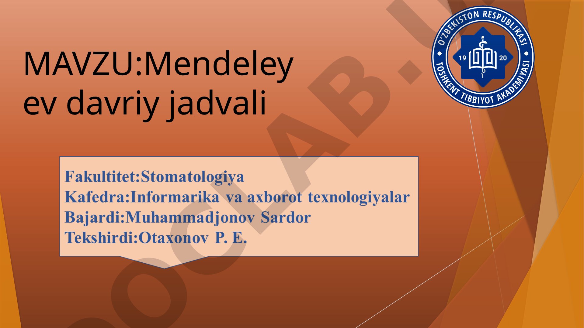 Mendeleyev davriy jadvali