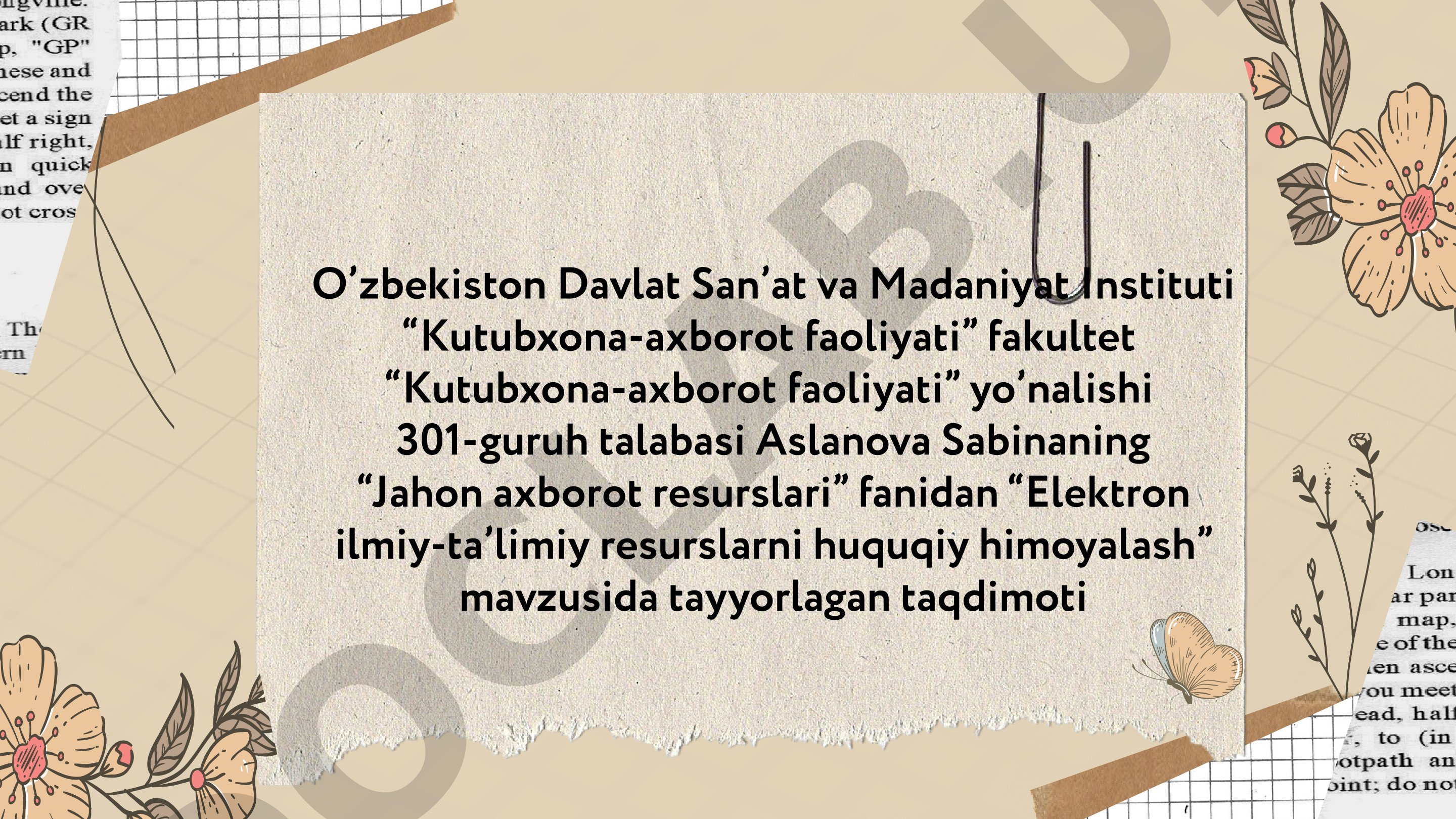 Elektron ilmiy-ta’limiy resurslarni huquqiy himoyalash