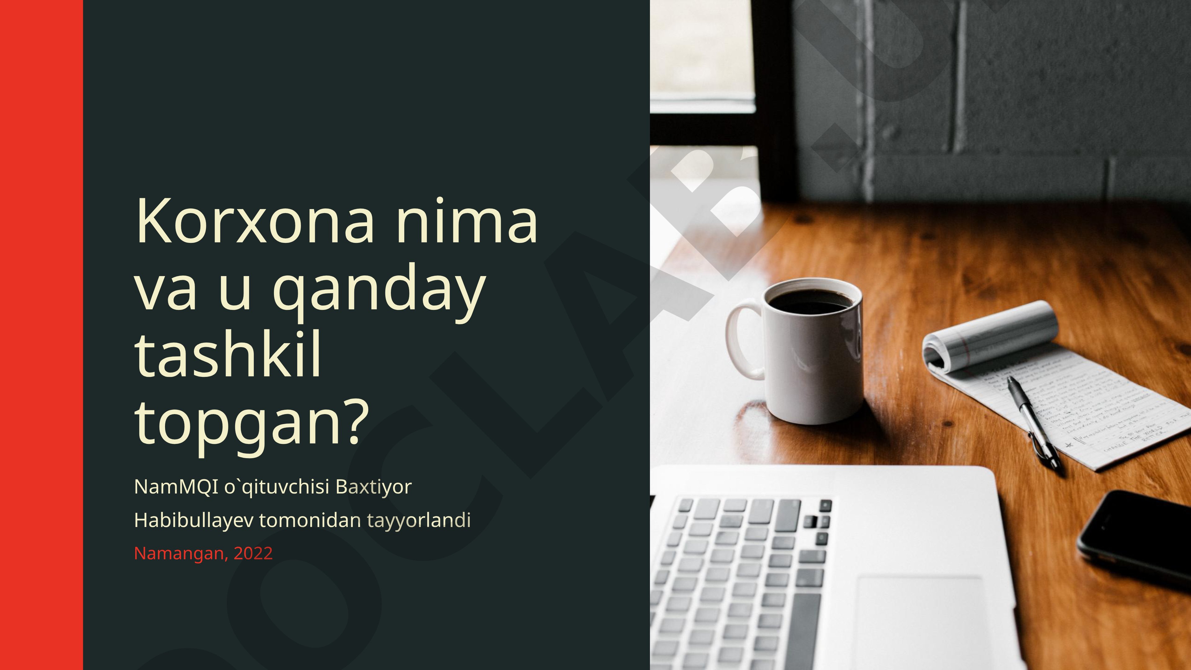 Korxona nima va u qanday tashkil topgan?