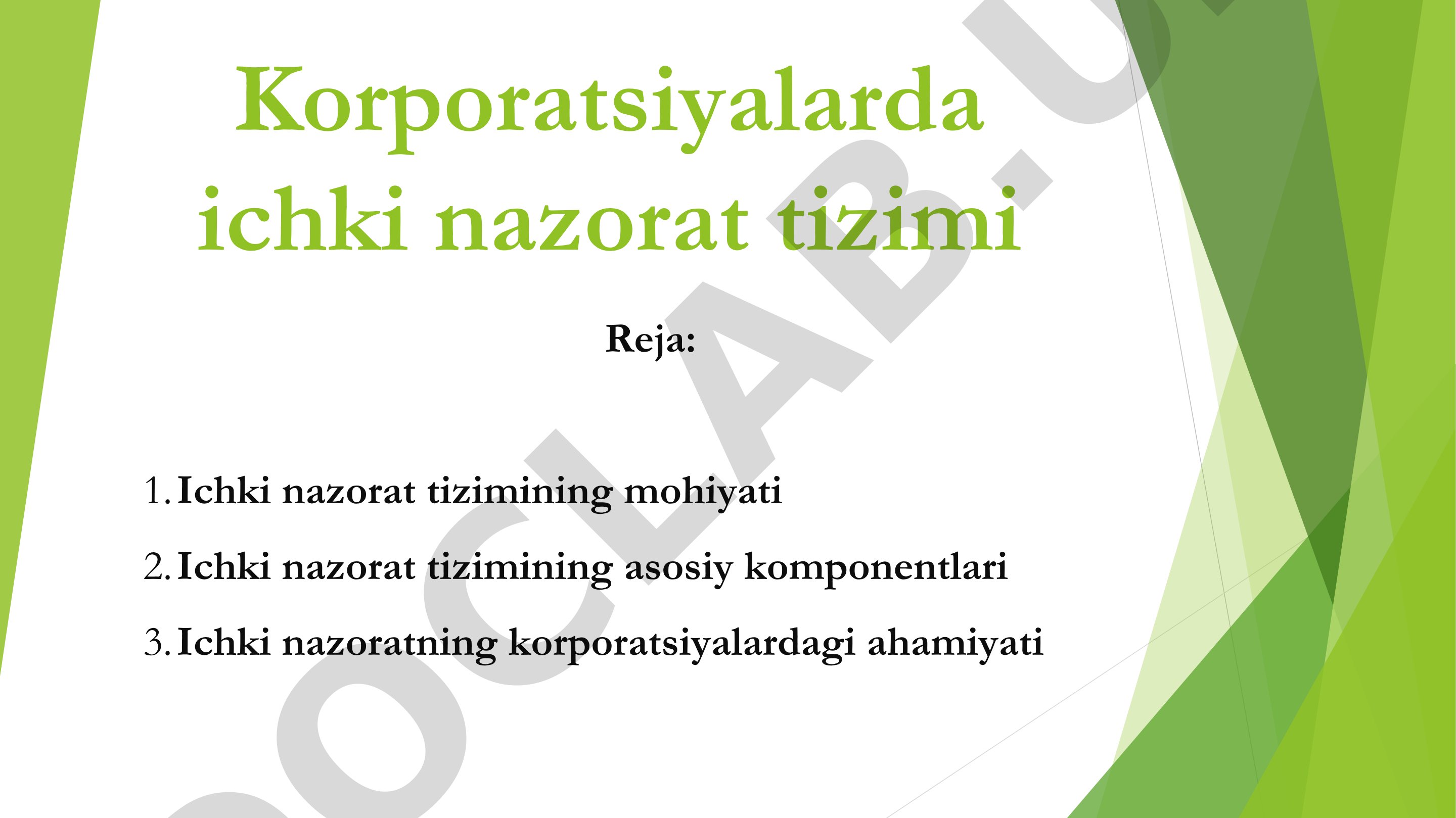 Korporatsiyalarda ichki nazorat tizimi
