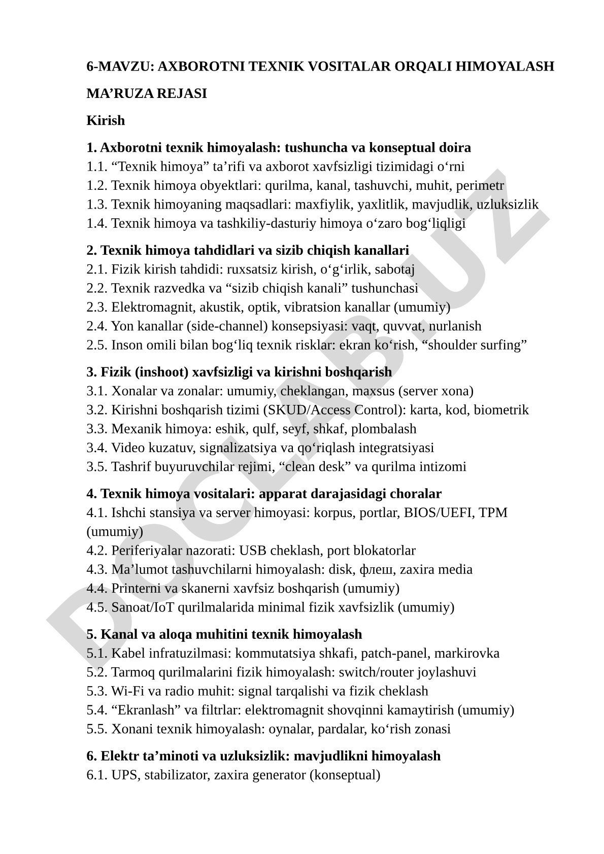 Axborotni texnik vositalar orqali himoyalash