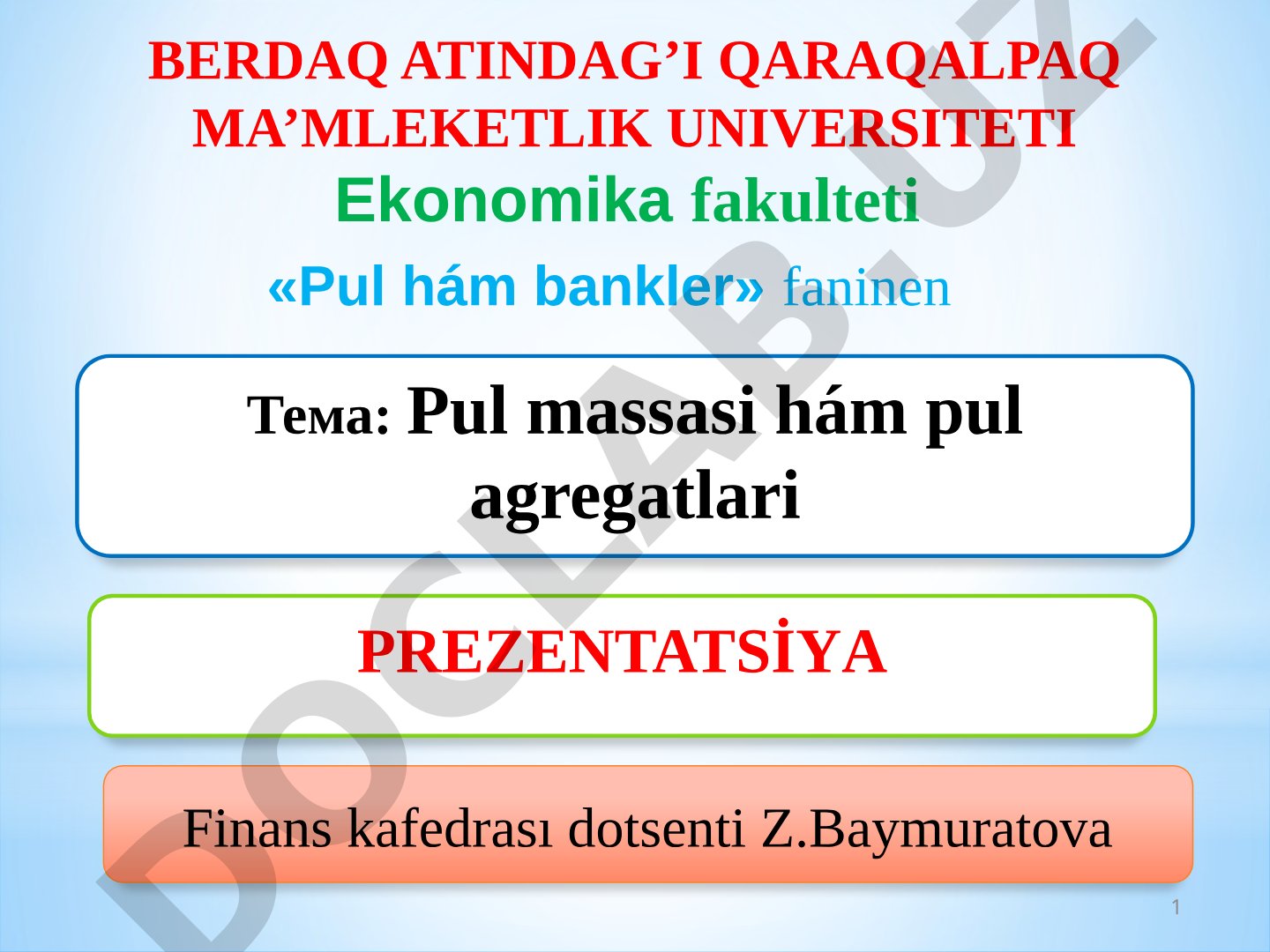 Pul massasi hám pul agregatlari
