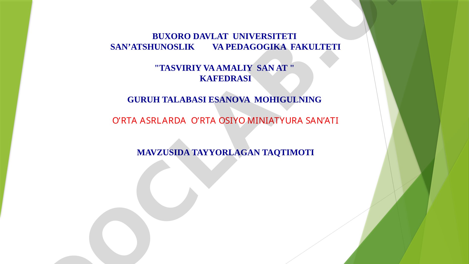 O'rta asrlarda O'rta Osiyo miniatyura san'ati