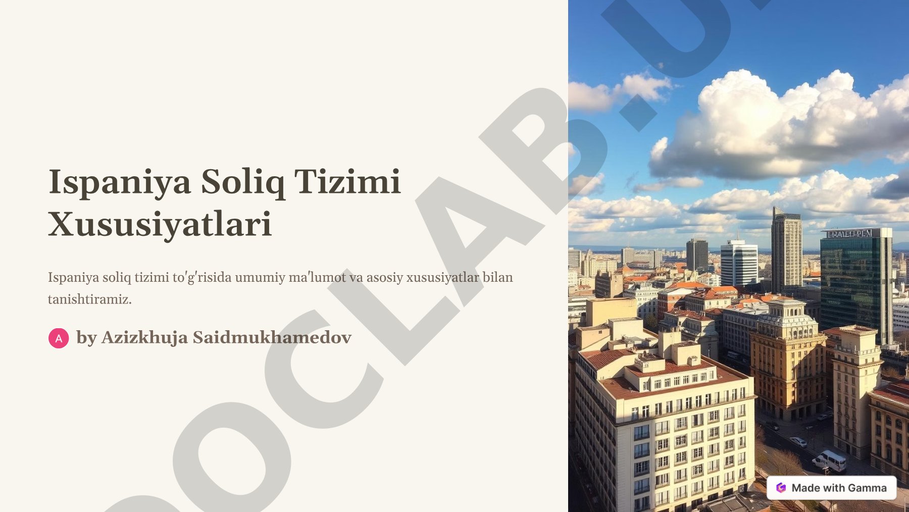 Ispaniya Soliq Tizimi Xususiyatlari
