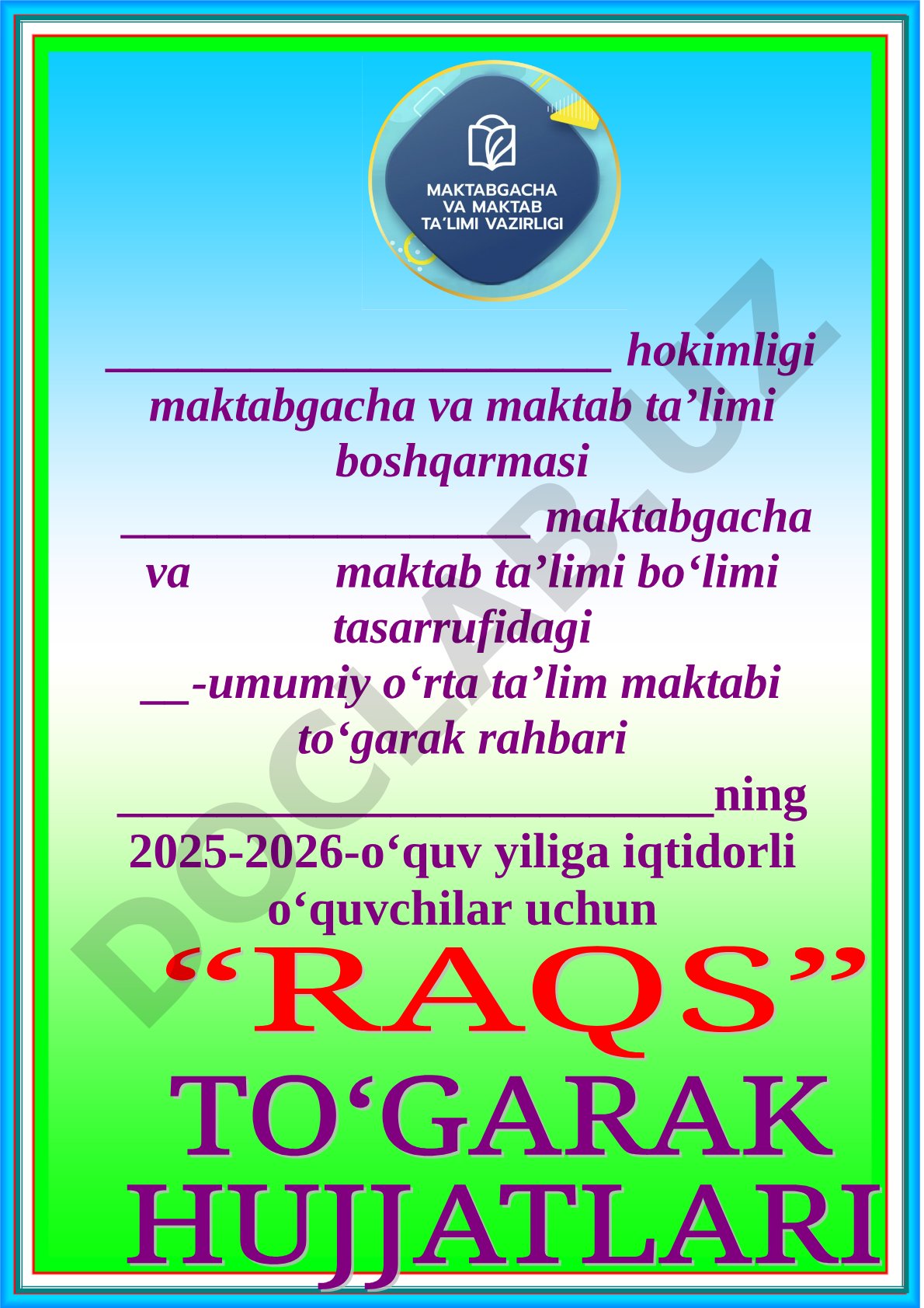 To‘garak a’zolari ro‘yxati va mashg‘ulotlar jadvali